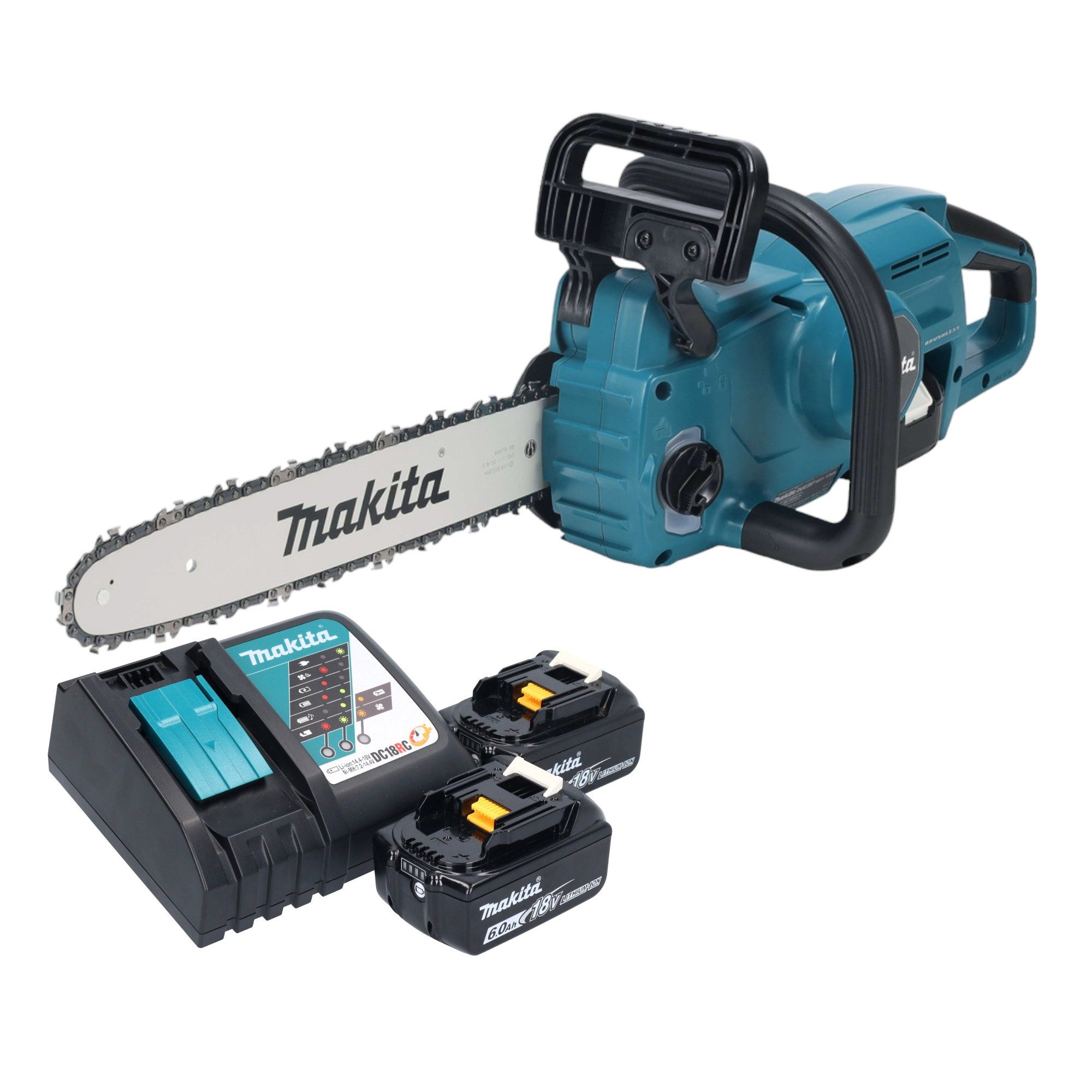 Makita Akku-Kettensäge DUC 357 RG2X3 18 V 35 cm Brushless + 2x Akku 6,0 Ah + Ladegerät