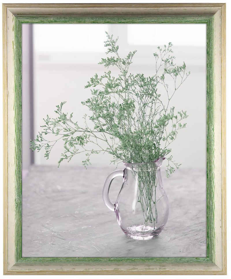 myposterframe Einzelrahmen Artemis Echtholz zweifarbig, (1 Stück), 20x25 cm, Grün Weiß Vintage, Echtholz