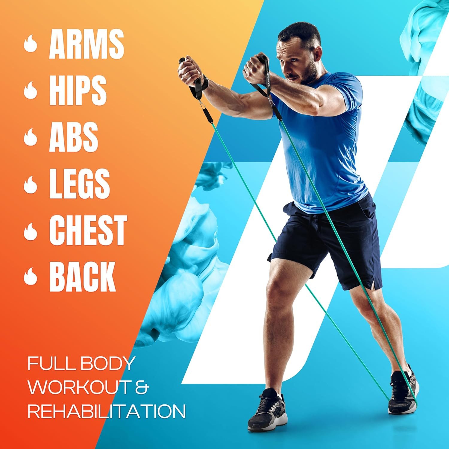 TAVIALO Trainingsbänder Widerstandsbänder mit Griff: Fitnessbänder 5er Set für Kraftraining, Türankerbefestigung, Expander Resistance Bands/Fitnessgeräte