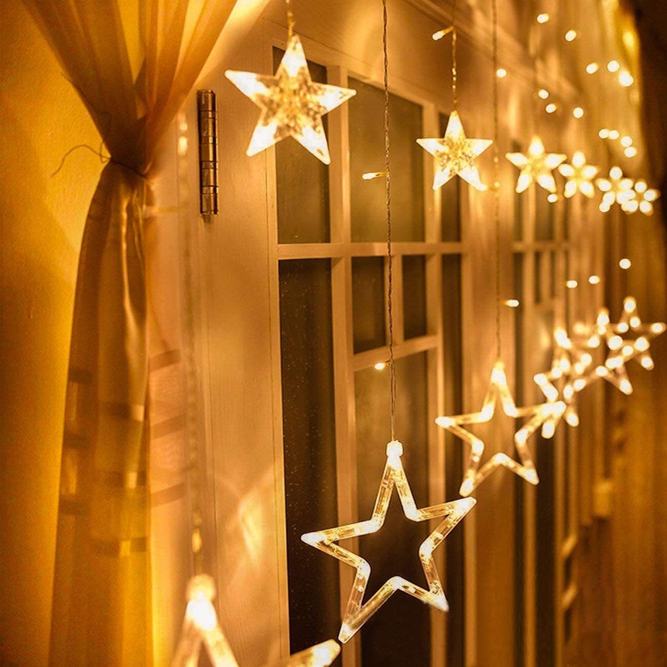 Elegear Lichtervorhang »Lichtervorhang mit 12 Sterne Weihnachtsbeleuchtung«,  138-flammig, 8 Modi