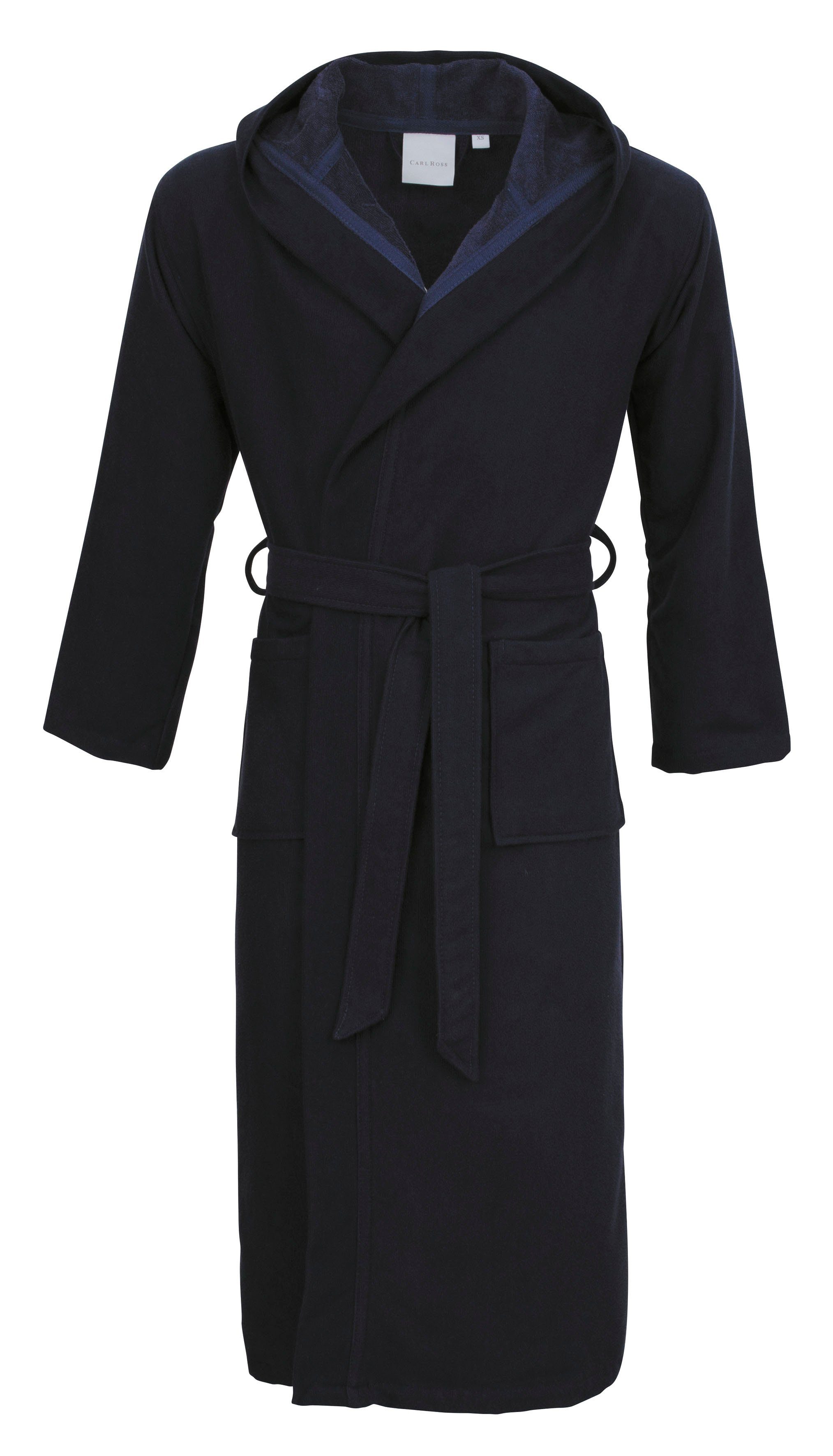 Carl Ross Unisex-Bademantel 35300, Langform, Baumwoll-Mix, Kapuze, Gürtel, besonders pflegeleicht