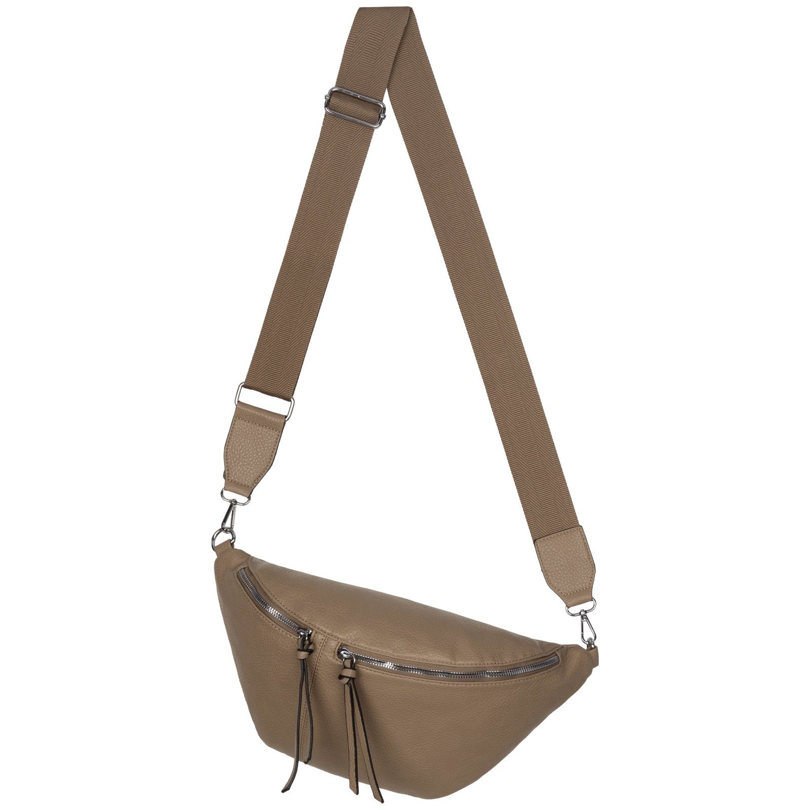 EAAKIE Gürteltasche Bauchtasche XL Umhängetasche Crossbody-Bag Kunstleder Italy-Design, als Schultertasche, CrossOver, Umhängetasche tragbar
