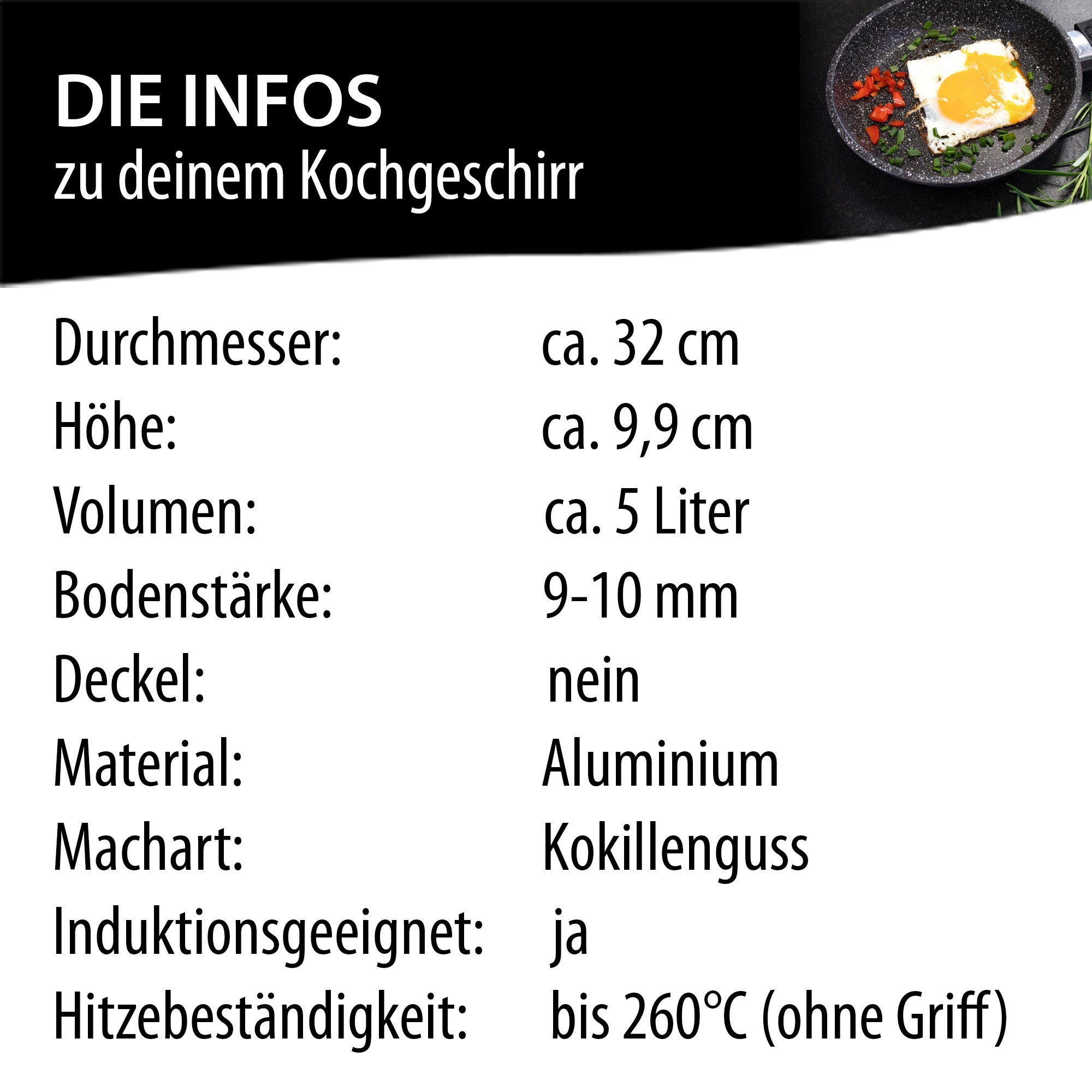 STONELINE Wok, Aluminium (Set, 2-tlg., 1 Pfanne, 1 abnehmbarer Stielgriff, 1 Stofftasche), mit echten Steinpartikeln, induktionsgeeignet, Made in Germany