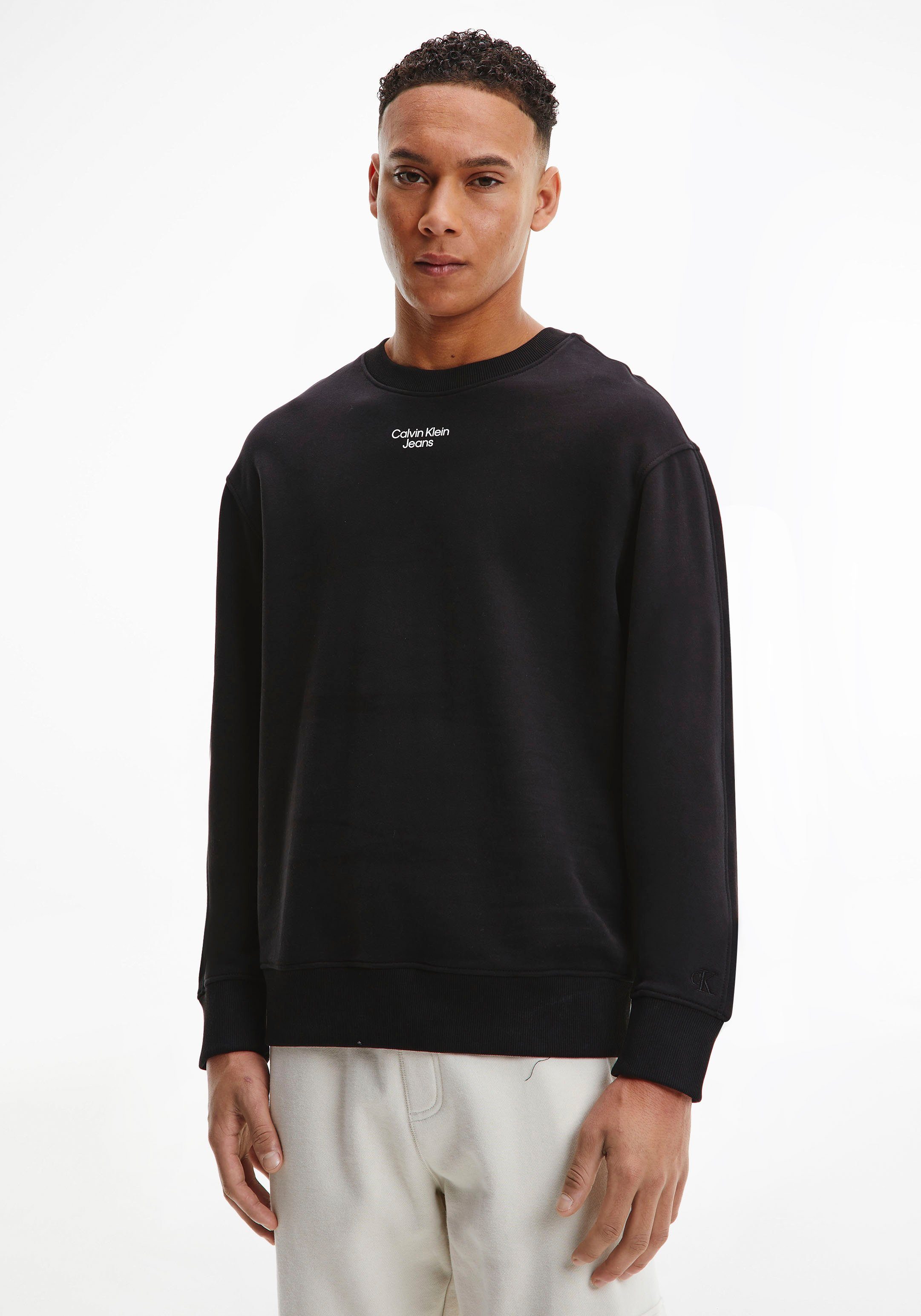 Calvin Klein Jeans Sweatshirt STACKED LOGO CREW NECK Ck Black