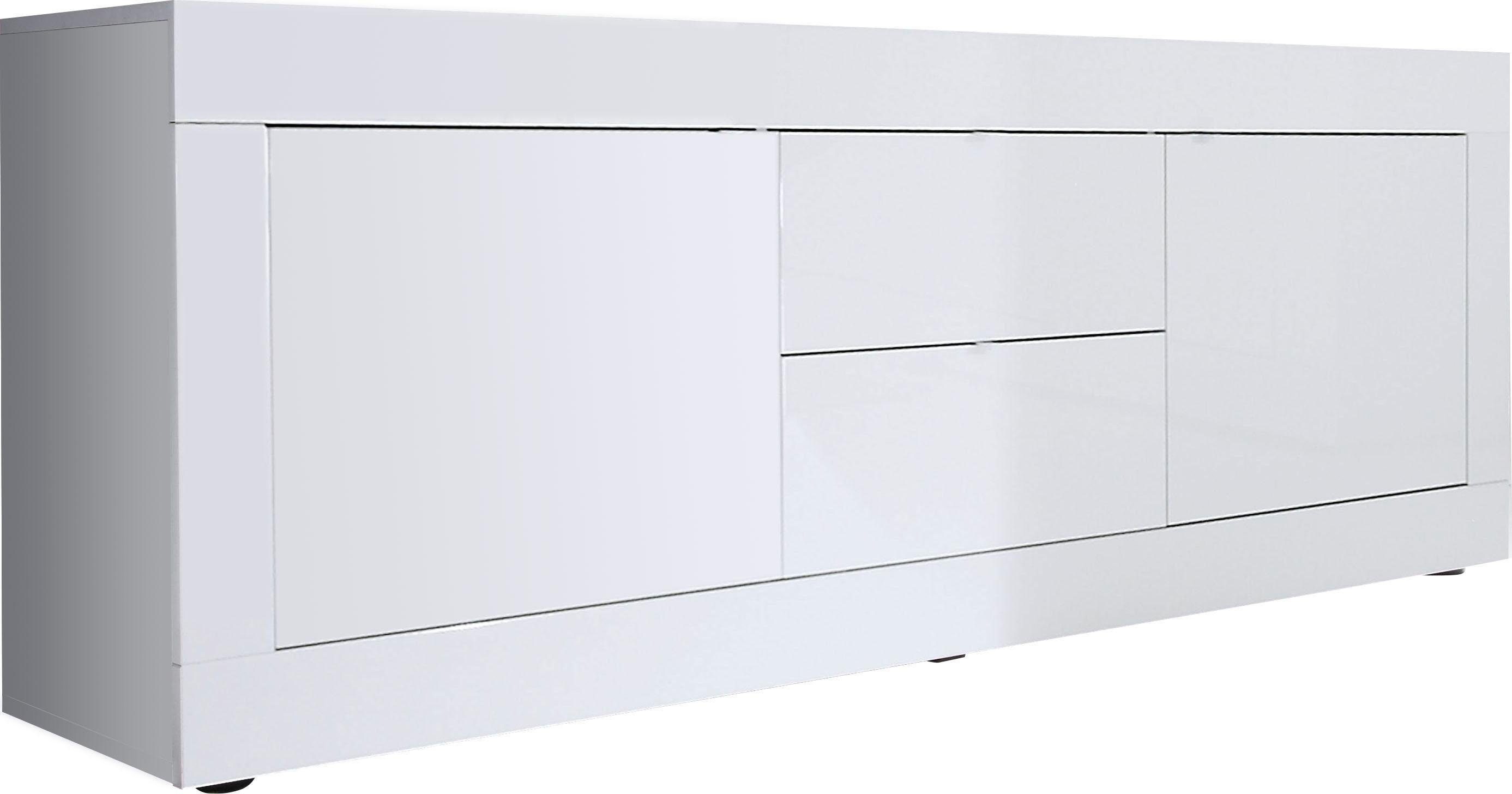LC Lowboard Basic Breite 210 cm, TV-Board 2 Türen, 2 Schubkästen, TV-Schrank, Metallgriff, moderne Rahmenoptik, viel Stauraum, Farbauswahl
