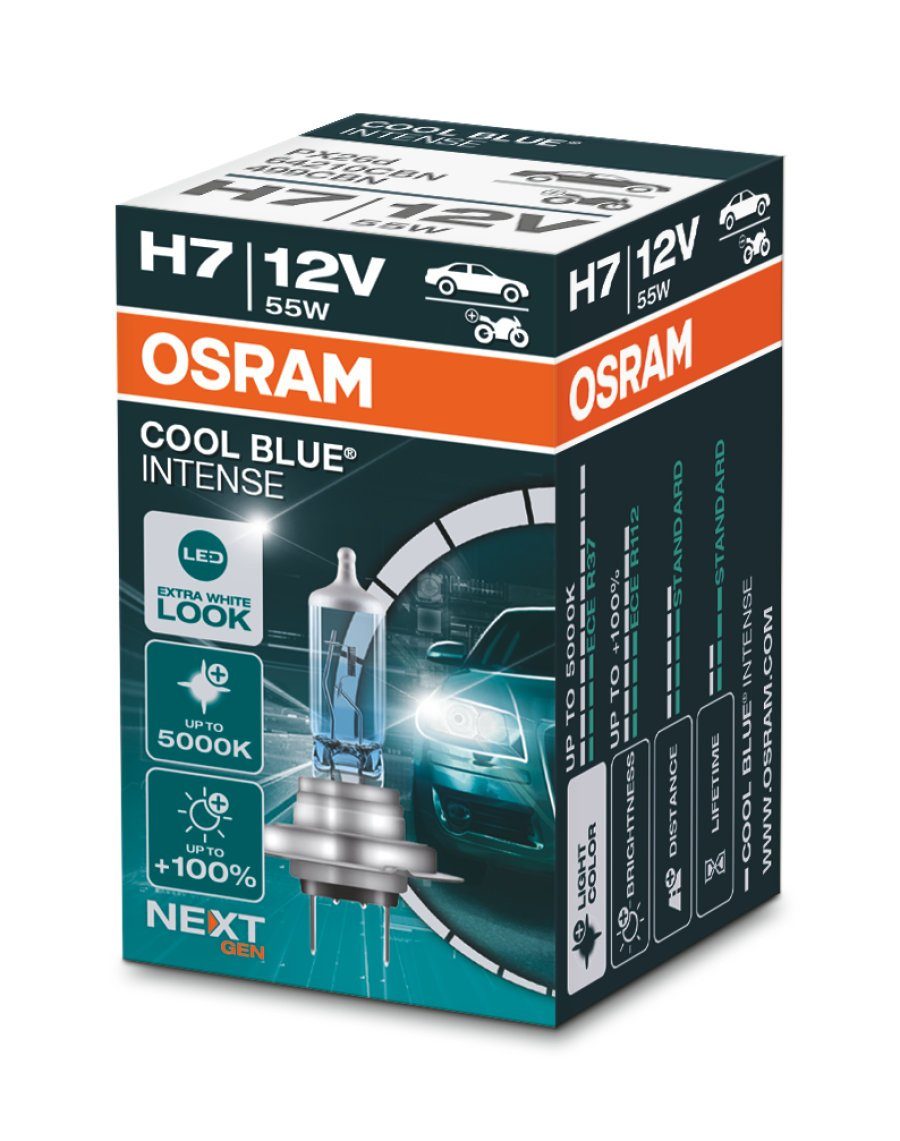 Osram Halogenlampe OSRAM COOL BLUE INTENSE NextGen. H7 PX26d 12V/55W (1er Faltschachtel)