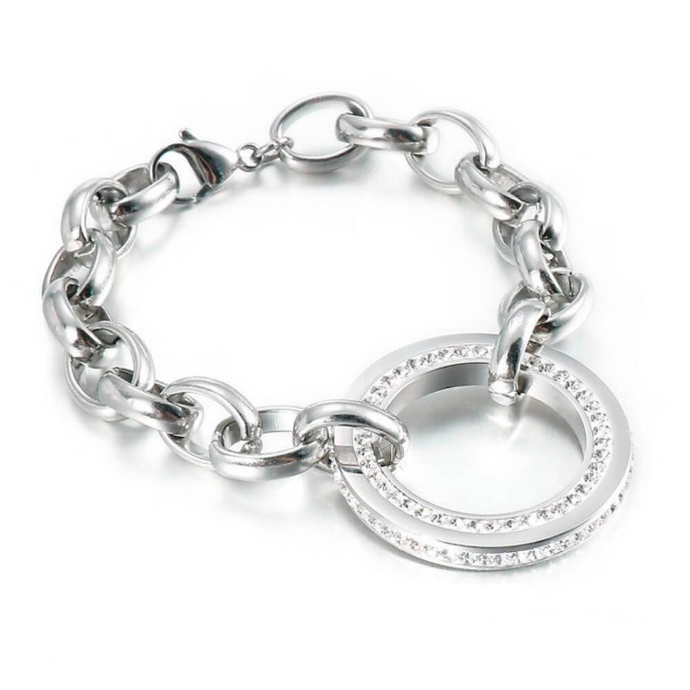 DALMARO.de Edelstahlarmband Edelstahl Armband SILVER CIRCLE, Damen Armband  inkl. Schmuckschachtel