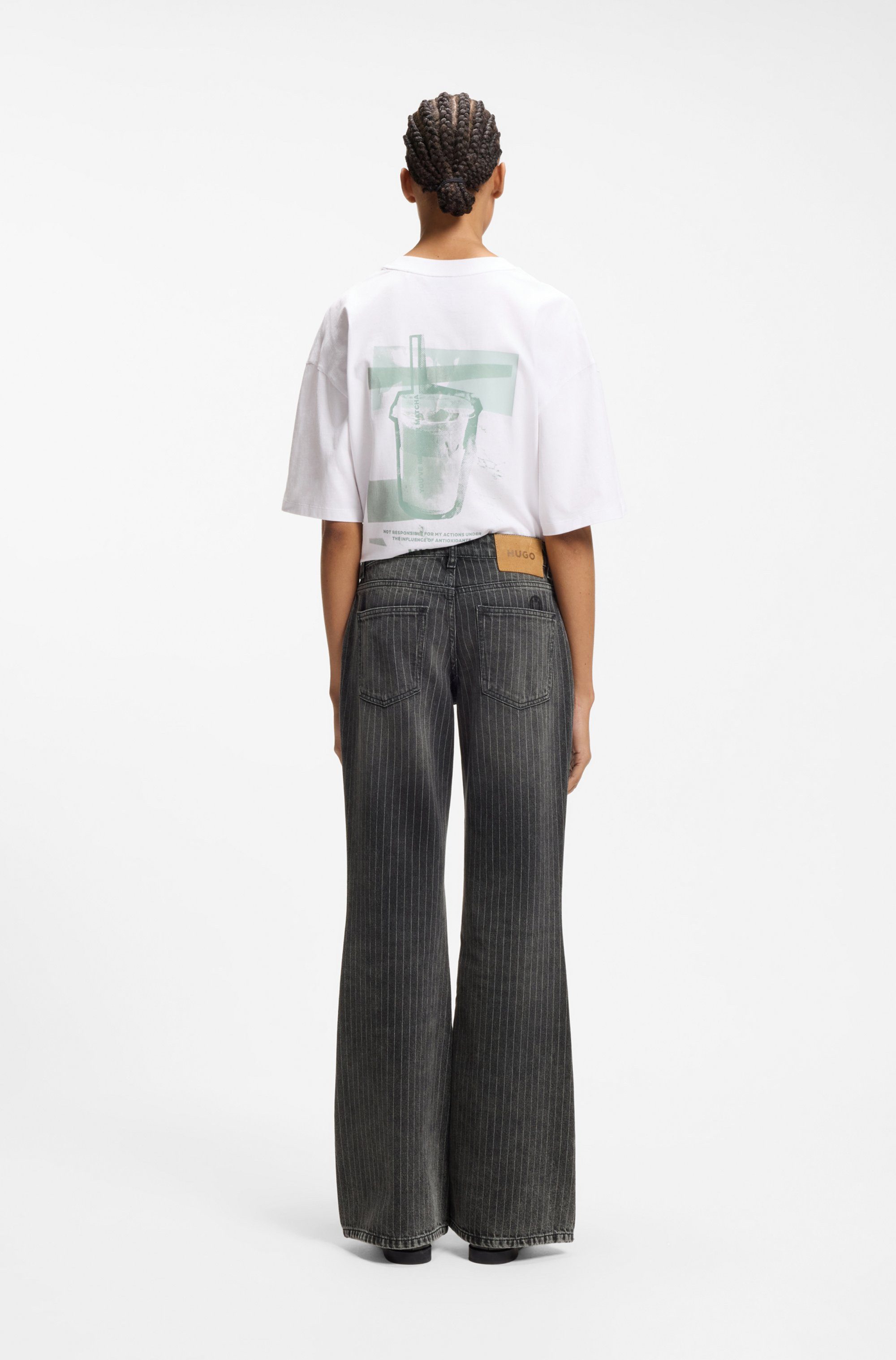 HUGO Bootcut-Jeans Gelissa mit Nadelstreifen, Mid Rise
