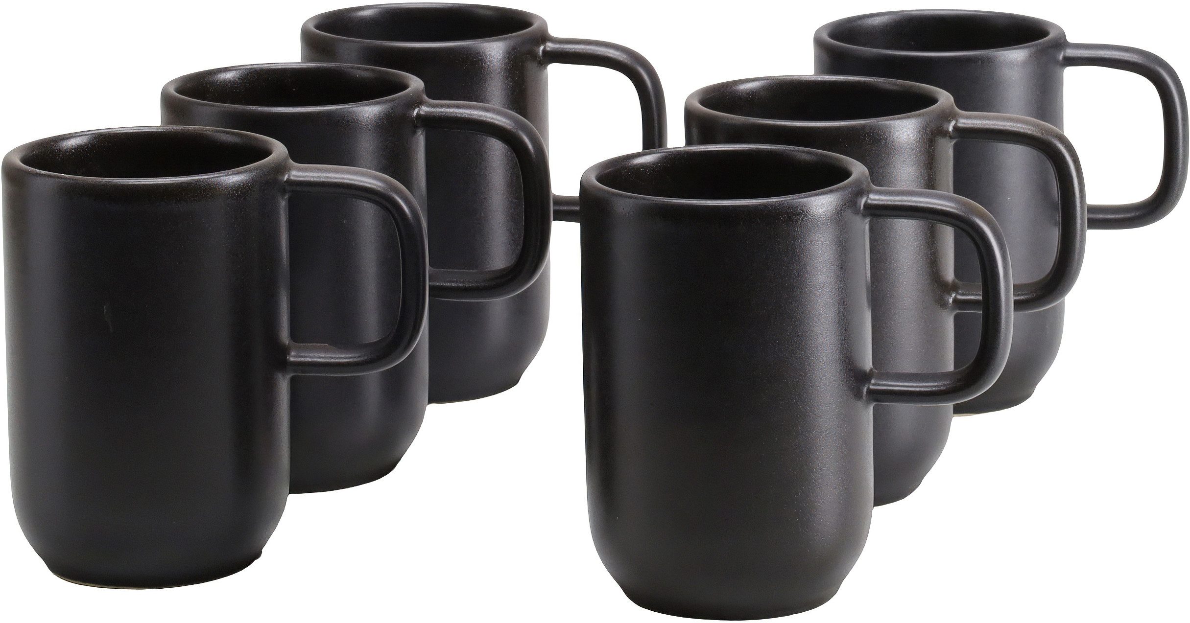 CreaTable Becher Uno, Kaffeebecher, Set 6-tlg., 6-tlg., Steinzeug, hochwertiges Steinzeug, seidenmatte Spezialglasur