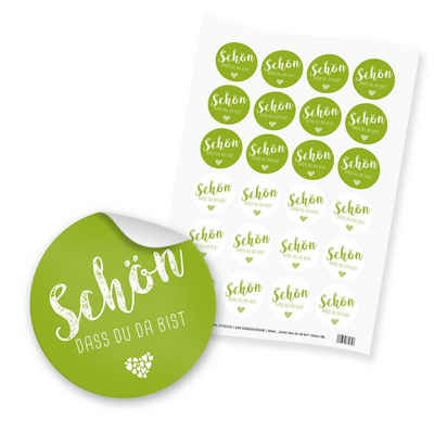 itenga Aufkleber itenga 24x Sticker "Schön dass du da bist" frühlingsgrün grün (Motiv 9