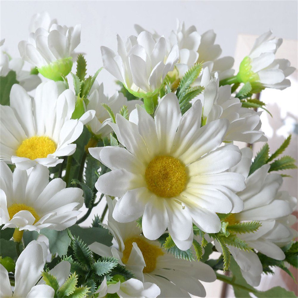 Künstliche Hochzeitsdekoration Kunstblumenstrauß Blumenarrangement, Rouemi, 5Sträuße Blume, weiß Chrysantheme
