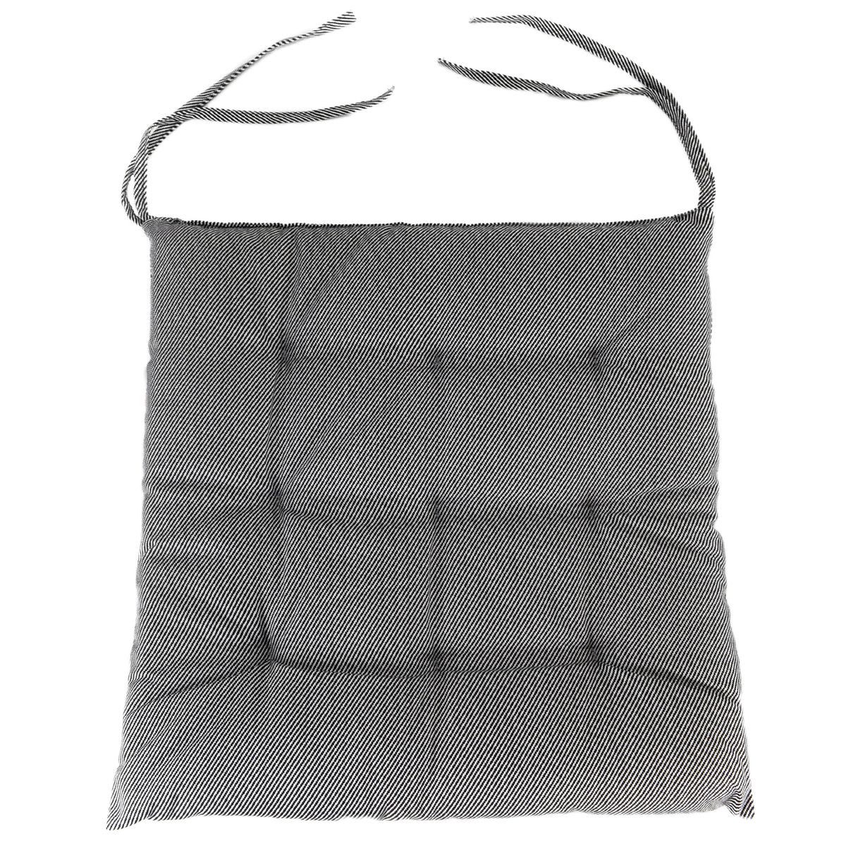 Marabellas Shop Подушки Stuhlpolster gestreift 40 x 40 cm Подушка для стула mit 9 Punktesteppung, inkl. Kordelbänder