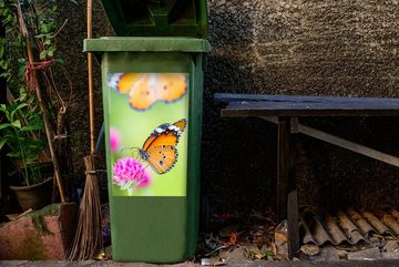 MuchoWow Wandsticker Insekten - Schmetterlinge - Blumen (1 St), Mülleimer-aufkleber, Mülltonne, Sticker, Container, Abfalbehälter
