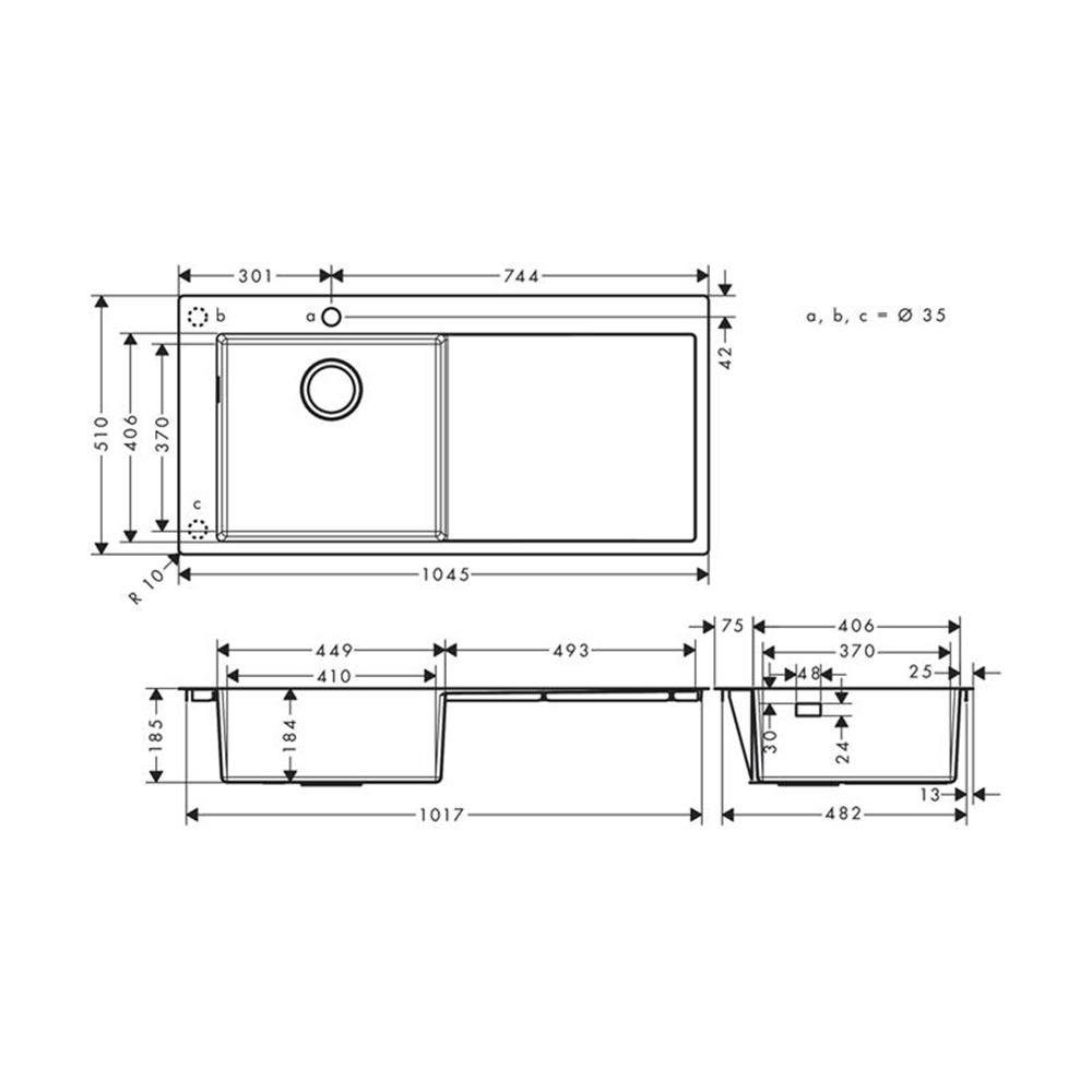 hansgrohe Edelstahlspüle hansgrohe Einbauspüle 450 S715-F450, Edelstahl, 0/0 cm