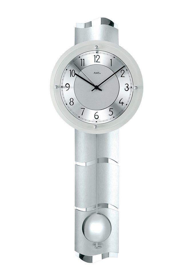 AMS Funk-Pendelwanduhr F5215 (mit diamantgedrehtem Aluminiumzifferblatt)