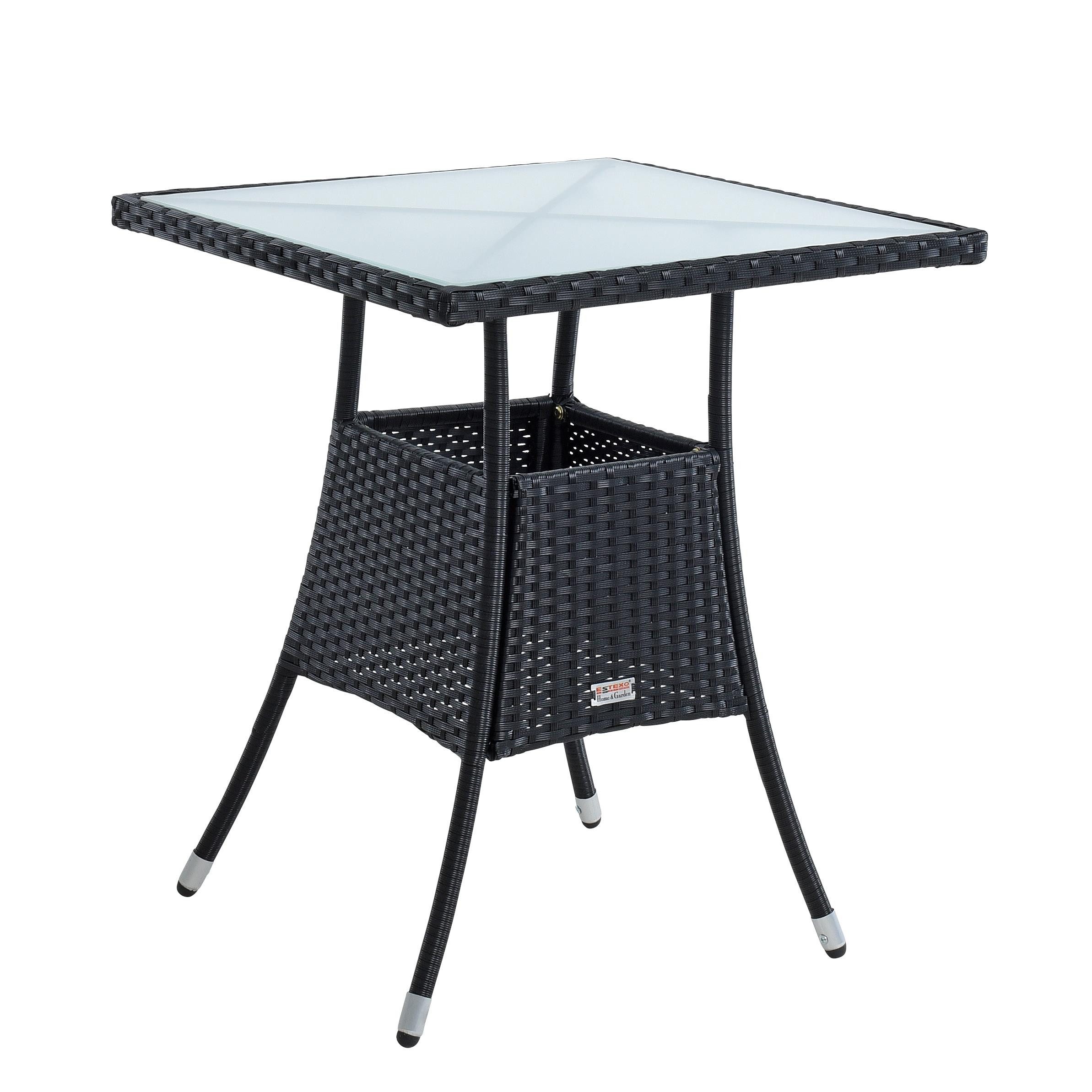ESTEXO Gartentisch Beistelltisch Polyrattan Balkontisch Rattan Tisch 57 cm Schwarz – Bild 5 von 5