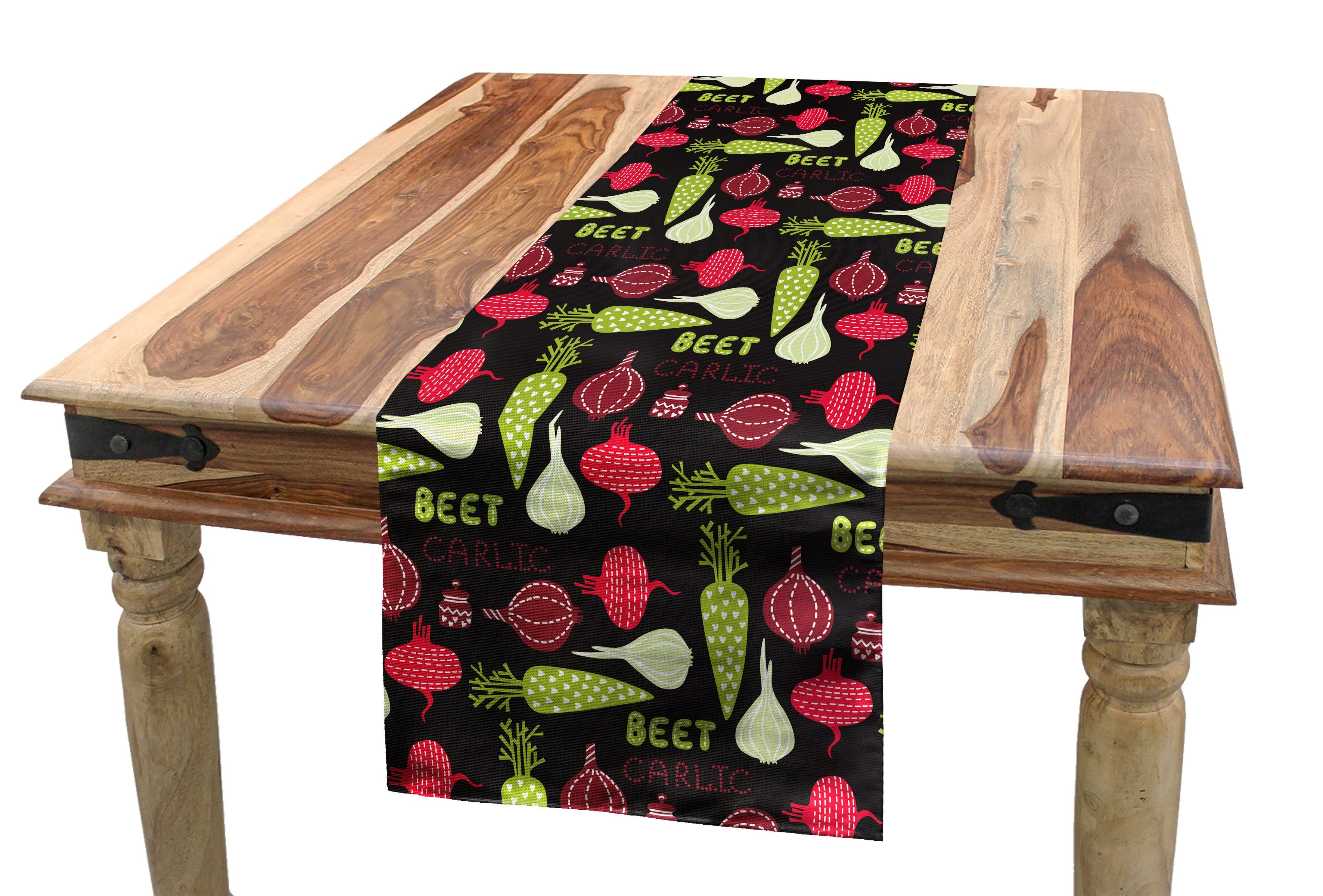 Tischläufer, Küche Rechteckiger Linien Gemüse Herz-gestrichelte Dekorativer Tischläufer Abakuhaus Esszimmer