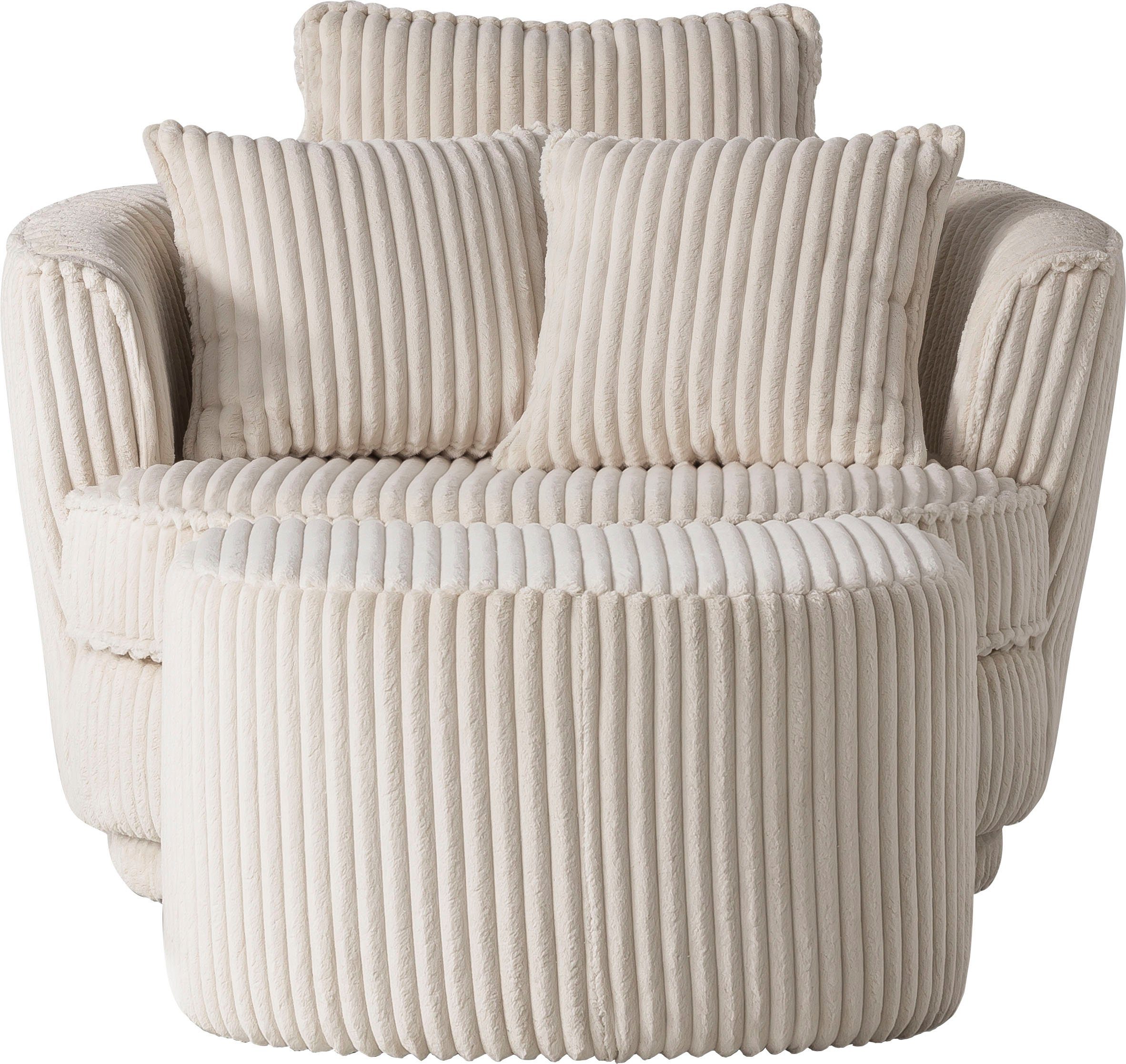 MAISIE drehbar in Drehsessel passendem mit Big-Sessel, Hocker Leonique (2-St), MEGA CORD, Set-Angebot