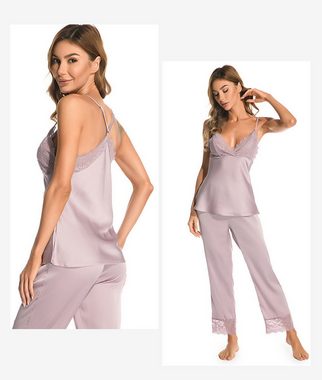 KIKI Pyjama Damen-Nachthemd mit Strapsen und Homewear-Spitze