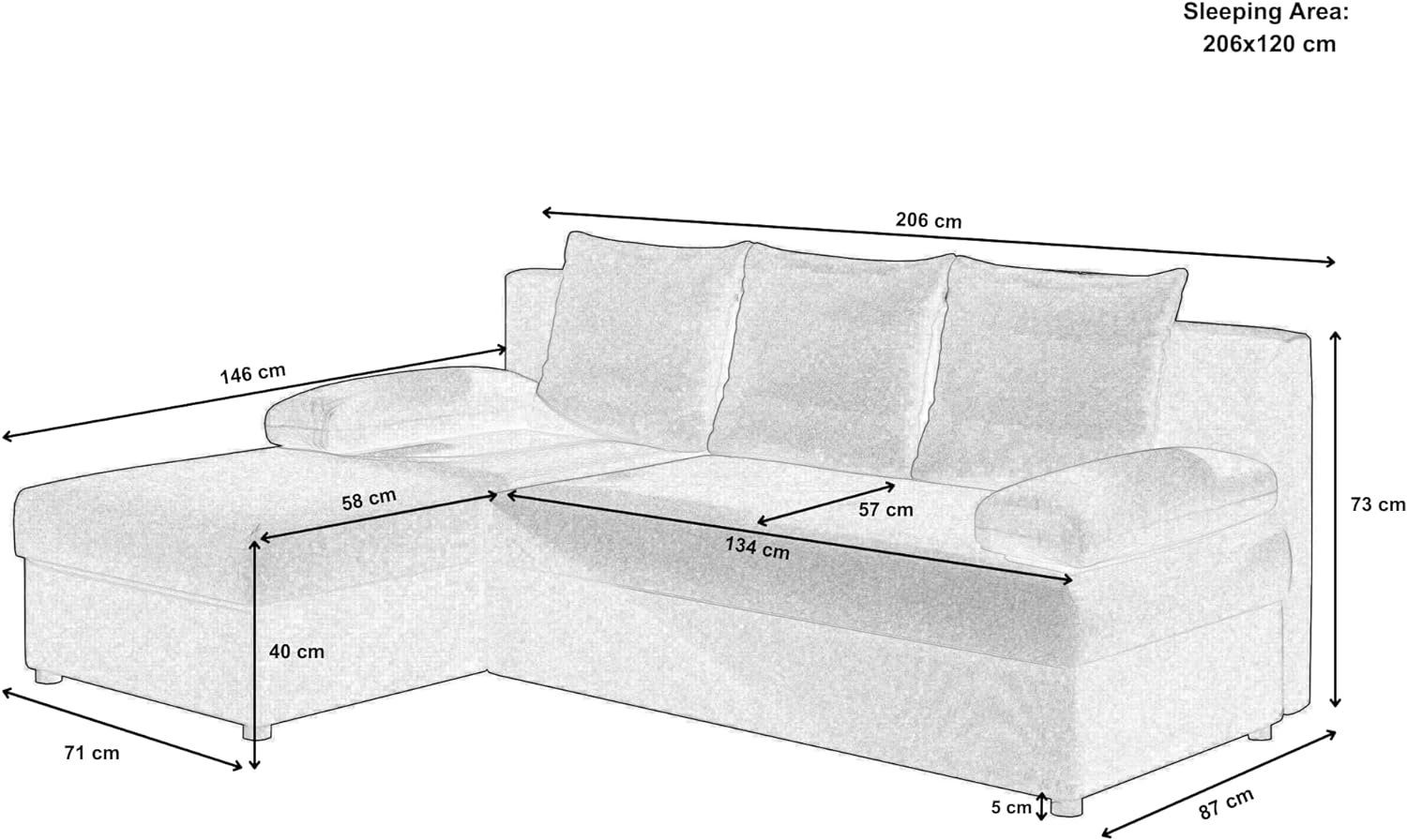 Montierbar, Couch mit Polstersofa Ecksofa Polstergarnitur Wohnlandschaft ARON, mit MOEBLO L-Form mane Schlaffunktion Beidseitig