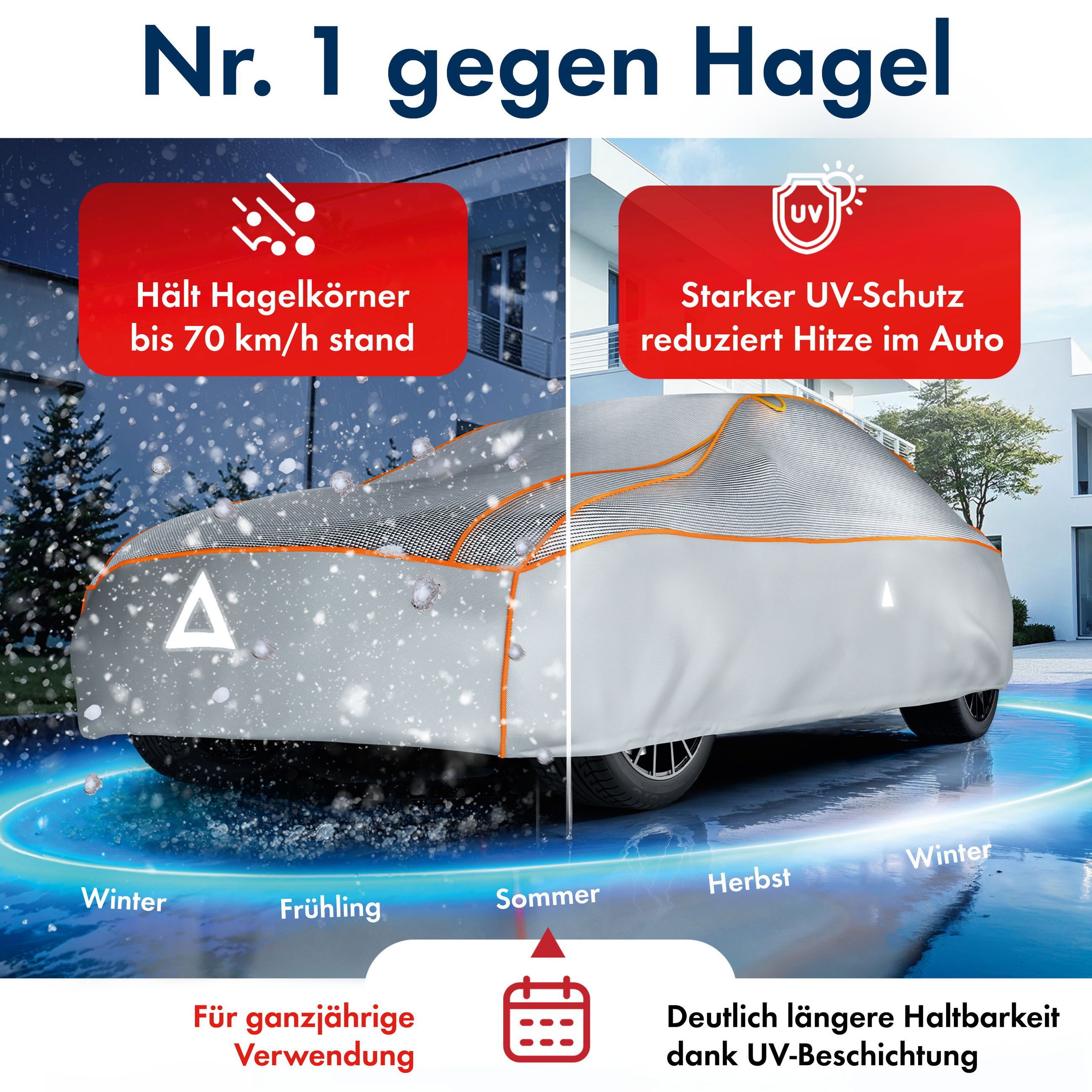 WALSER Autoplane Hagel und Sonnenschutz 5mm EPE (1-St., 1 Hagelschutzplane, 3 Spanngurte)