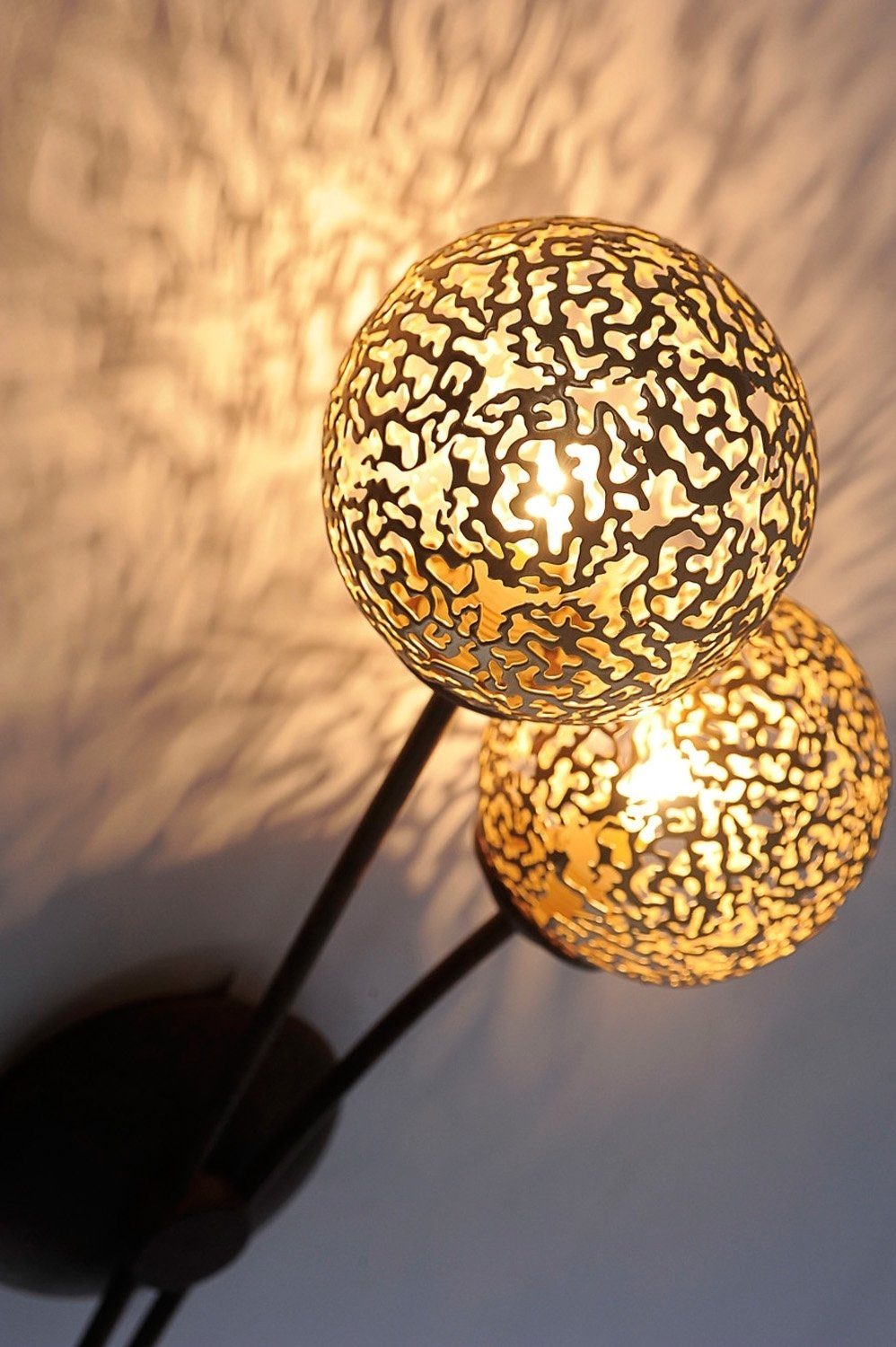 Paul Neuhaus Wandleuchte GRETA, 2-flammig, H 44 cm, Braun, Goldgelb, Stahl, günstig online kaufen