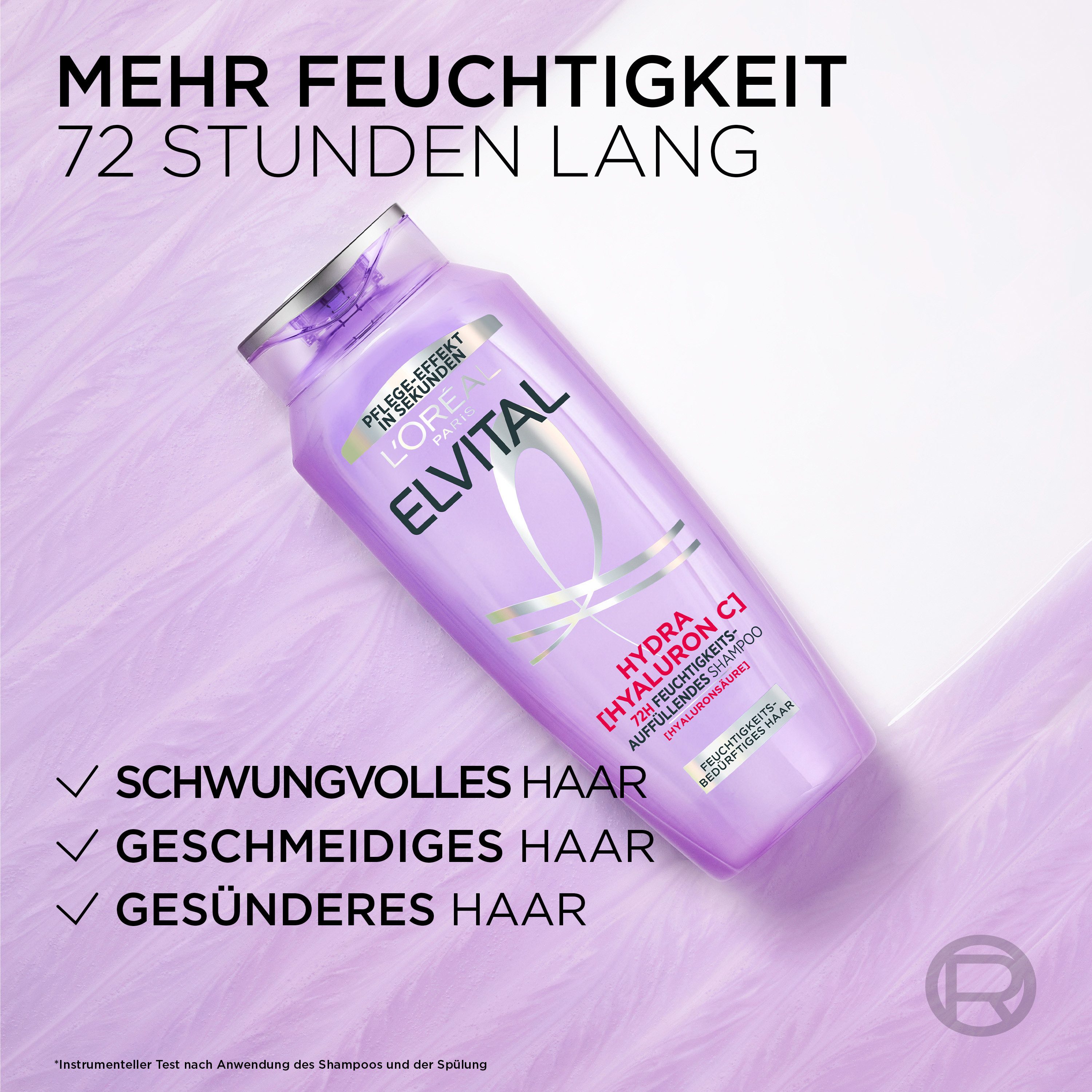 L'ORÉAL PARIS Haarshampoo ELVITAL HYDRA HYALURONIC SHAMPOO, Hyaluronsäure für trockenes Haar, spendet 72h lang Feuchtigkeit.