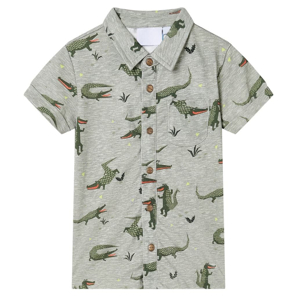 vidaXL Kurzarmhemd Kinderhemd Helles Khaki Melange 104