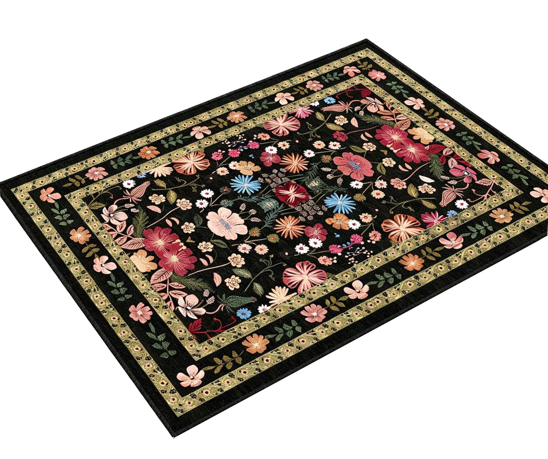 Agger Fußmatte Vintage-Blumen-Fußmatte, Boho-Teppich für den Eingangsbereich, dekorative Fußmatte für Badezimmer, Haustür und Wohnraumdekoration