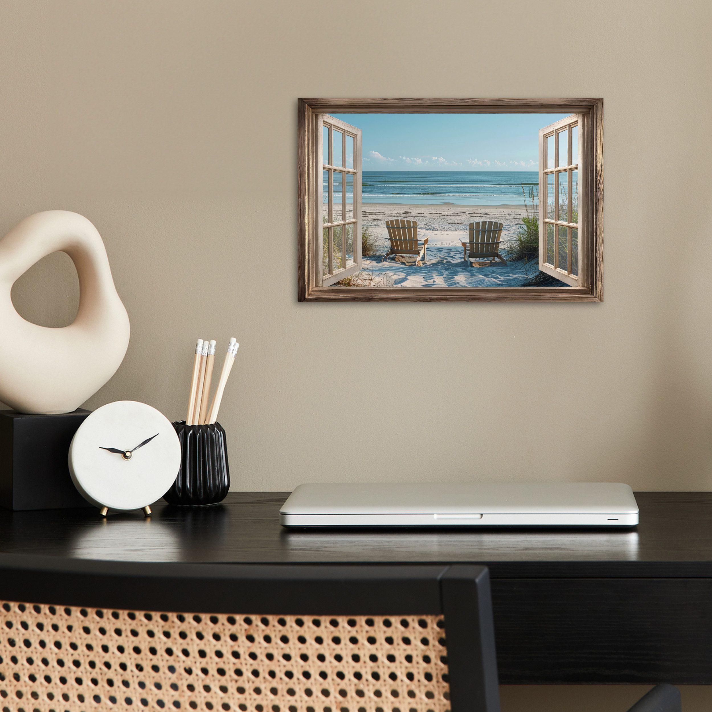MuchoWow Poster Fensterblick - Strandkörbe - günstig online kaufen