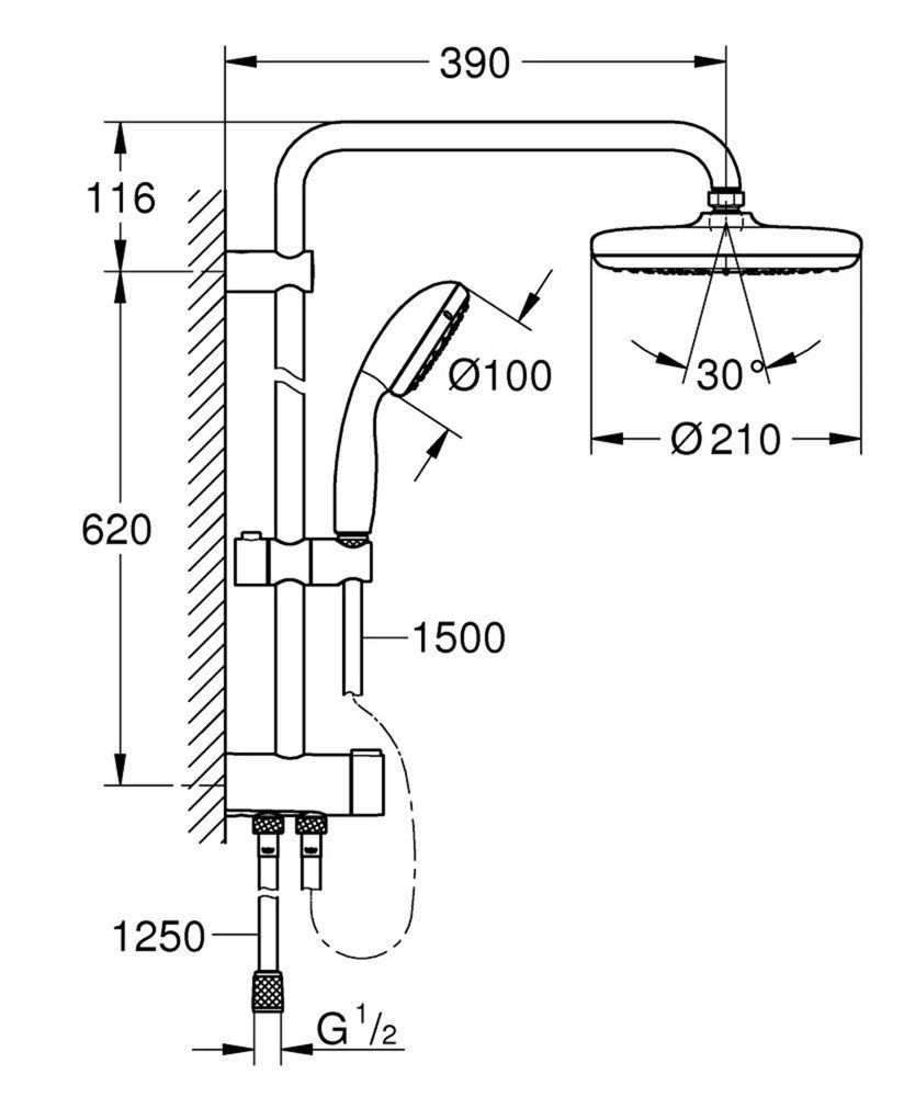 Grohe Duscharmatur Tempesta System 210 Flex günstig online kaufen
