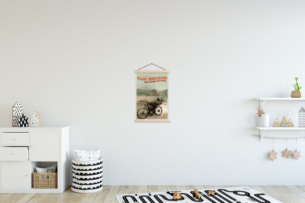 MuchoWow Poster Mancave - Motorrad - Vintage - Zitat, (1 St), Posterleiste, Textilposter für Wohnzimmer, Bilderleiste, Magnetisch