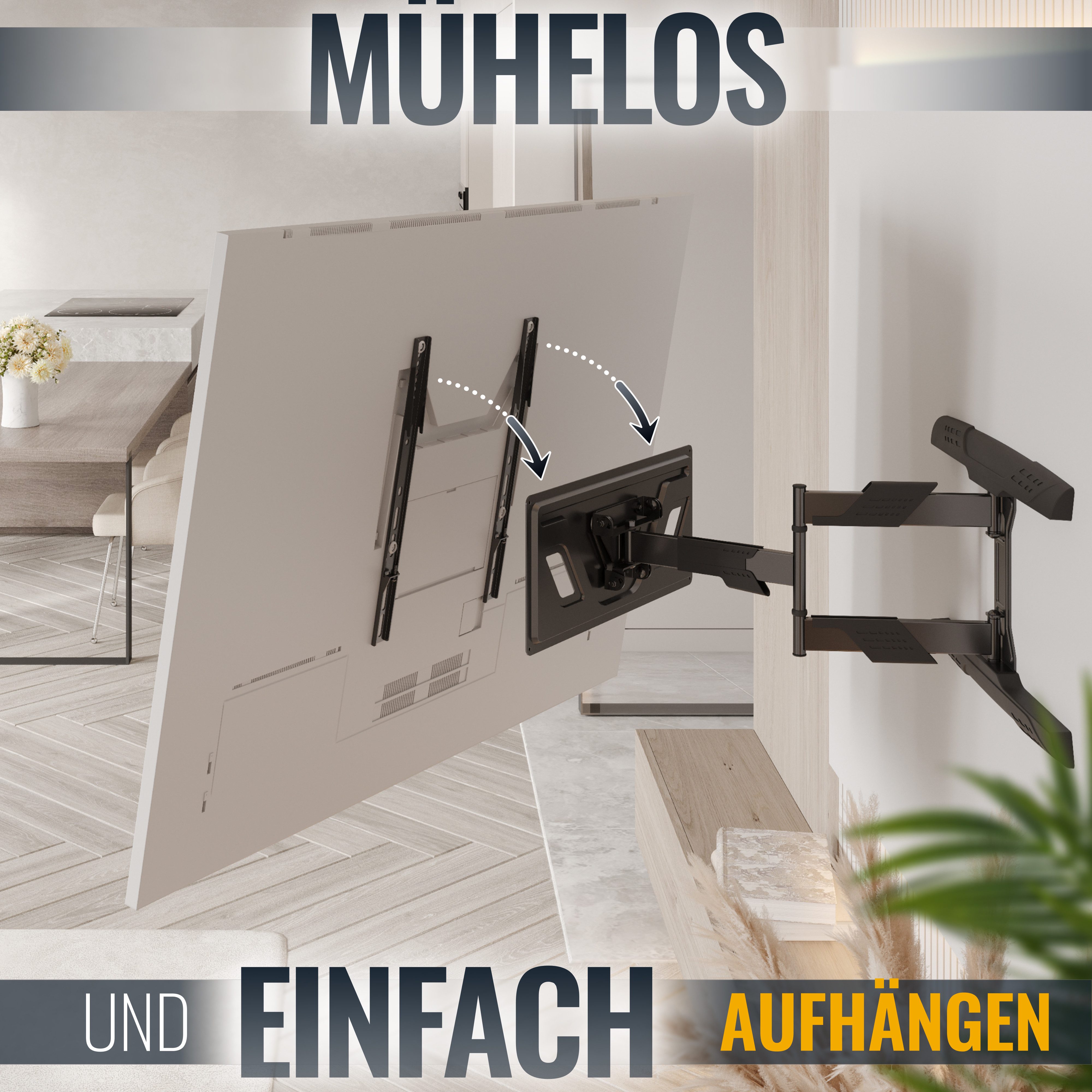 RICOO TV-Wandhalterung Wandhalterung TV 32 Zoll bis 55 Zoll max 30 Kg schwenkbar S5944, (bis 55 Zoll, VESA 200x200 bis 400x400, 1-tlg., 30 Kg Aufnahme, 32" bis 55" (81-140 cm) Bildschirm Diagonale, bis 22° Neigung, bis 180° Schwenkung, bis 6° drehbar Fernseher Halter)
