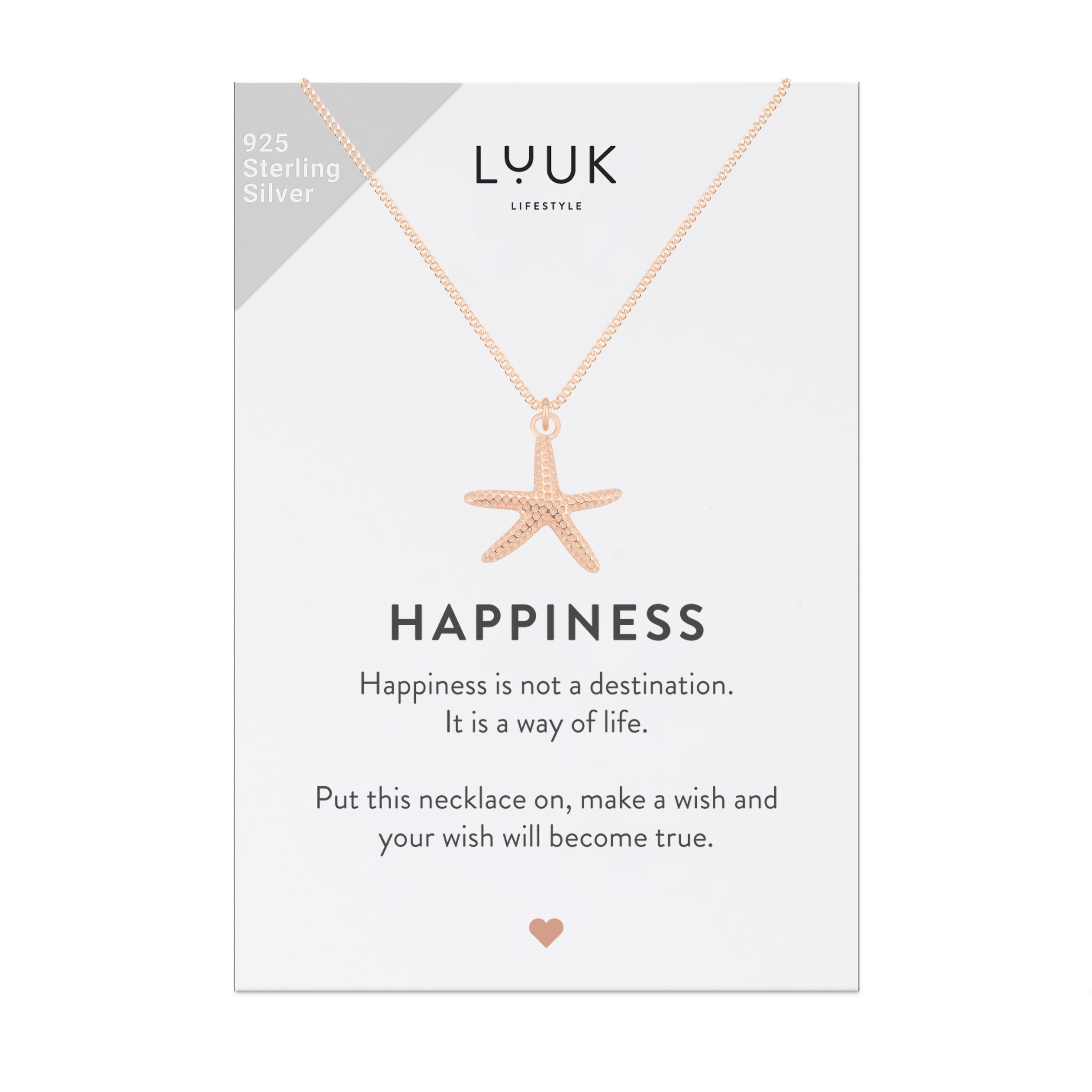 LUUK LIFESTYLE Silberkette Seestern, Geschenkidee Schmuck für Frauen, Mädchen Rosé