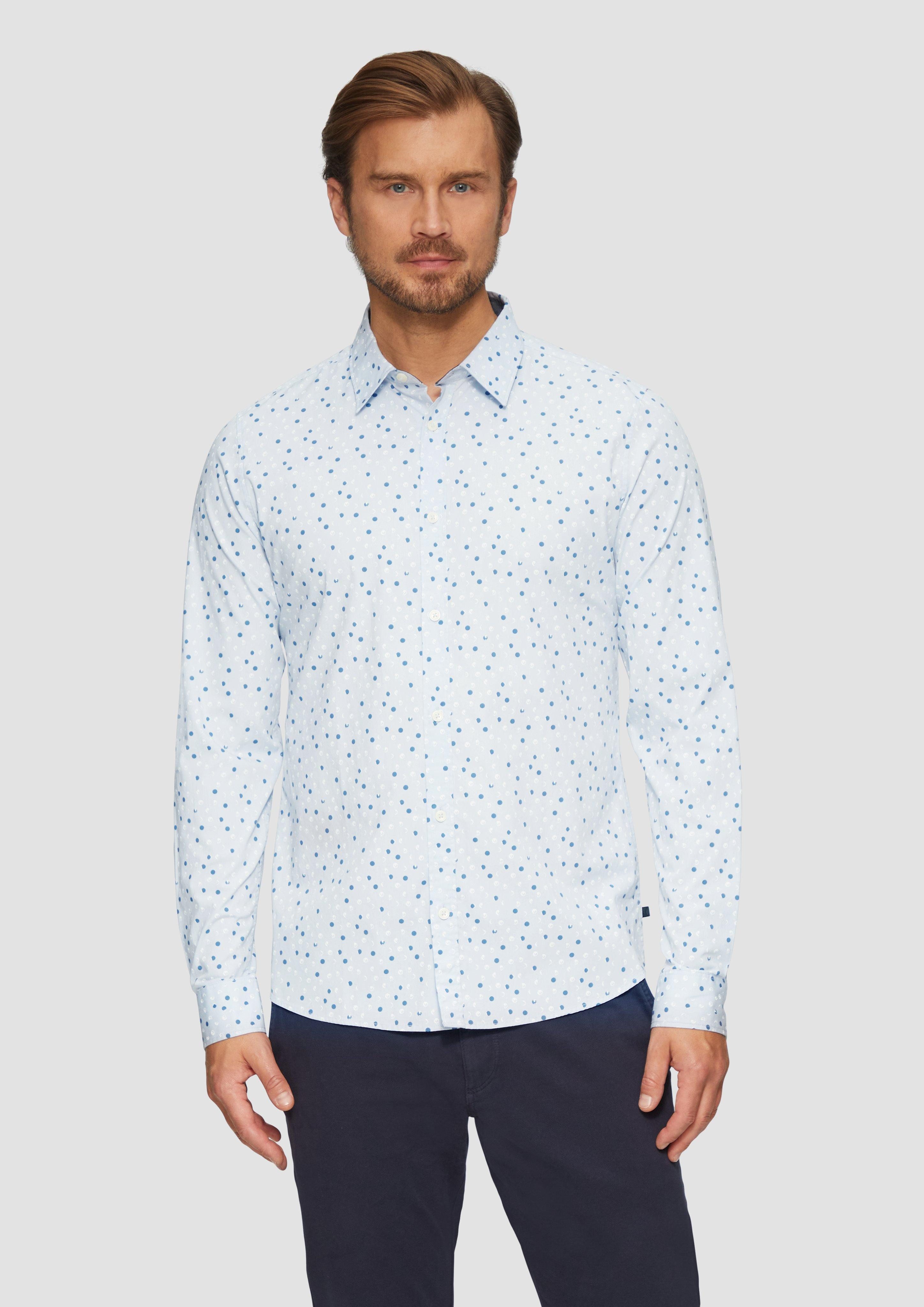 s.Oliver Langarmhemd Slim Fit: Gemustertes Popeline-Hemd günstig online kaufen