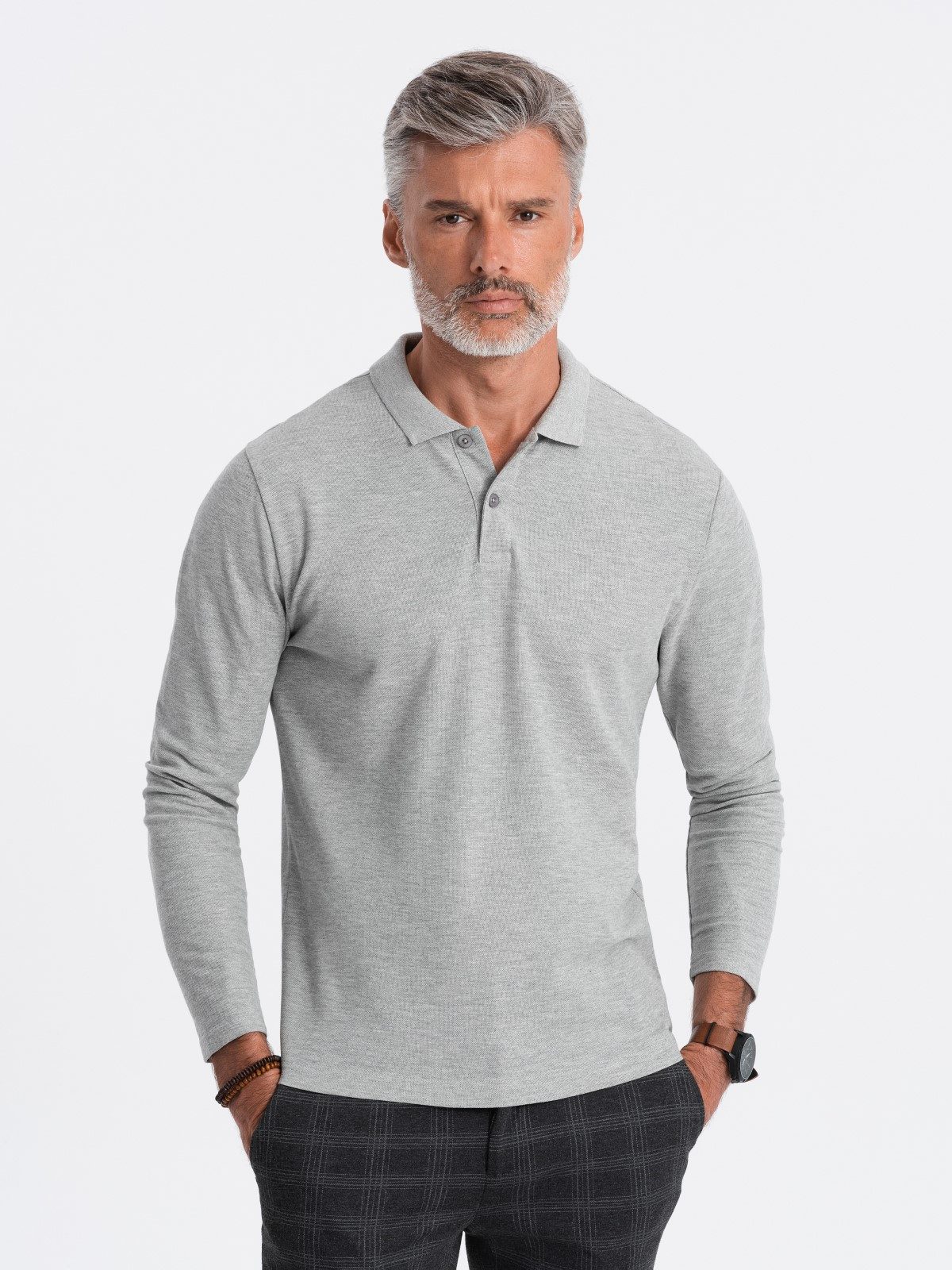 OMBRE Longsleeve Herren Longsleeve mit Polokragen