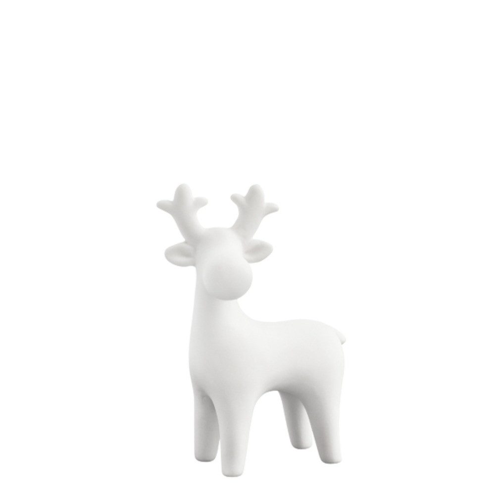 Storefactory Dekoobjekt Rentier Sten Weihachtsfigur aus Keramik weiß Stehend, Weihnachtsfigur
