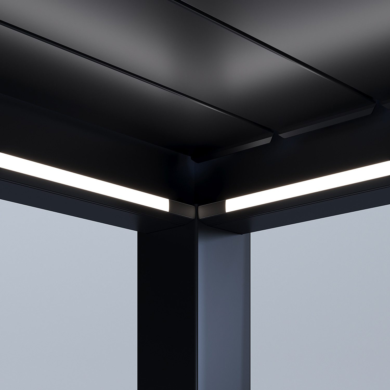 Weide Pergola LED Beleuchtung Kit für freistehende Pergola Außenbereich Anthrazit, BxTxH: 300x300x1 cm, (Hochwertigstes Aluminium & verzinkte Stahl-Lamellen, Komplettset)