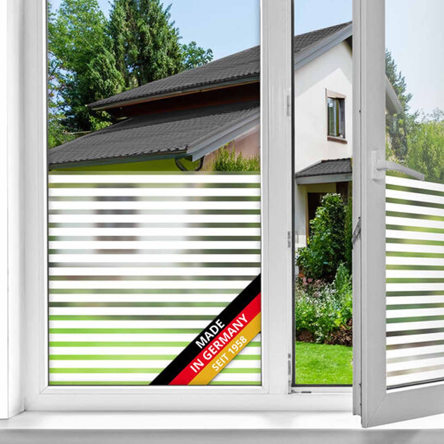 d-c-fix Fensterfolie Linia - selbsthaftende Sichtschutzfolie Deko Folie für Fenster innen, Statisch haftend - rückstandslos entfernbar und wiederverwendbar