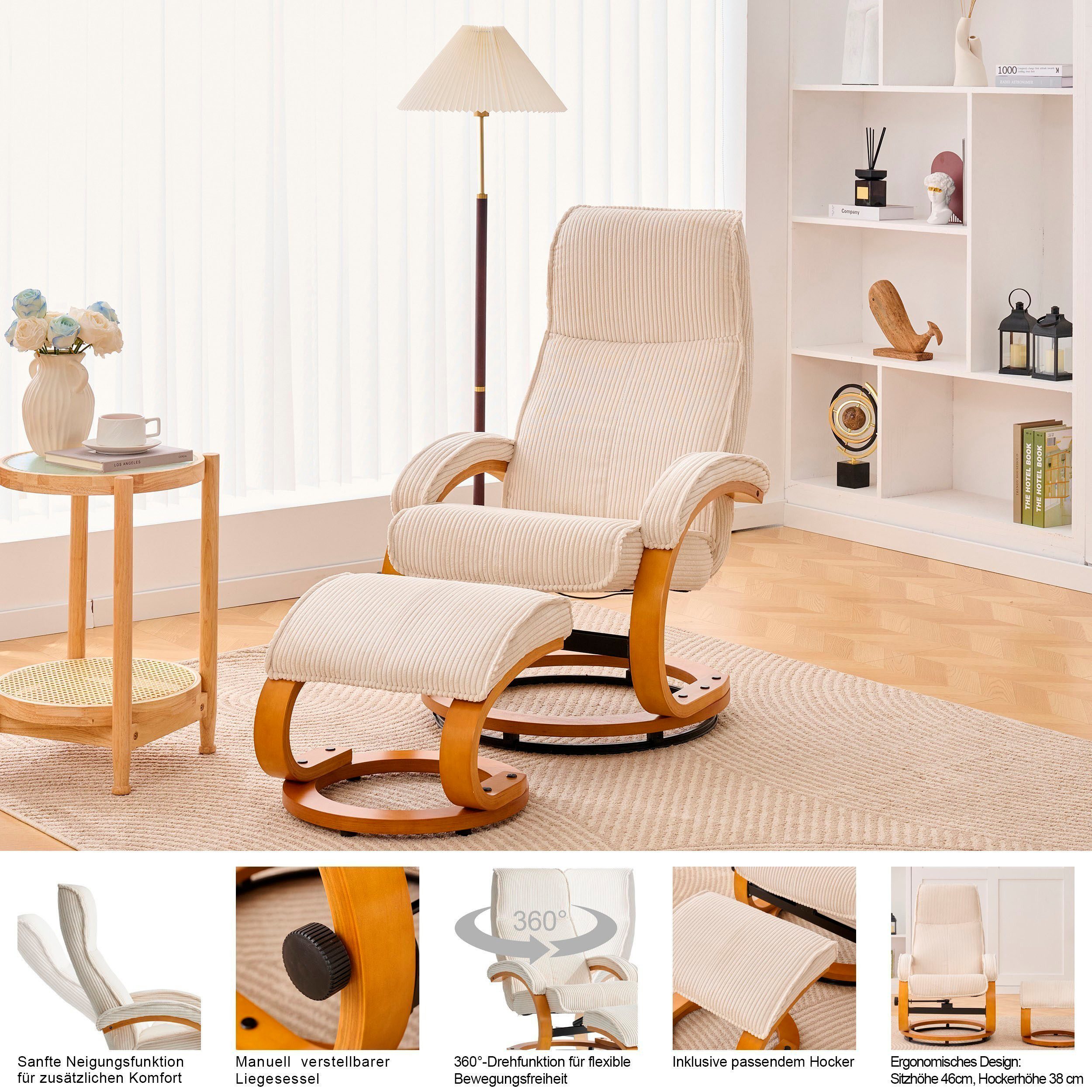 OTTO home Relaxsessel mit Hocker PARIS Webstoff - OTTO. Verlässliche Qualität. (Set, 2-St., bestehend aus Sessel und Hocker), Relaxfunktion, Dreh- und Kippfunktion, Unser Dauertiefpreis