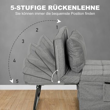 HOMCOM Gästebett 4-in-1 Sessel, Ottomane, 188 x 75 x 38 cm, Grau (Set, 1-St., 1 x Klappbett) wandelbar zum Loungesessel, Relaxliege oder Gästebett