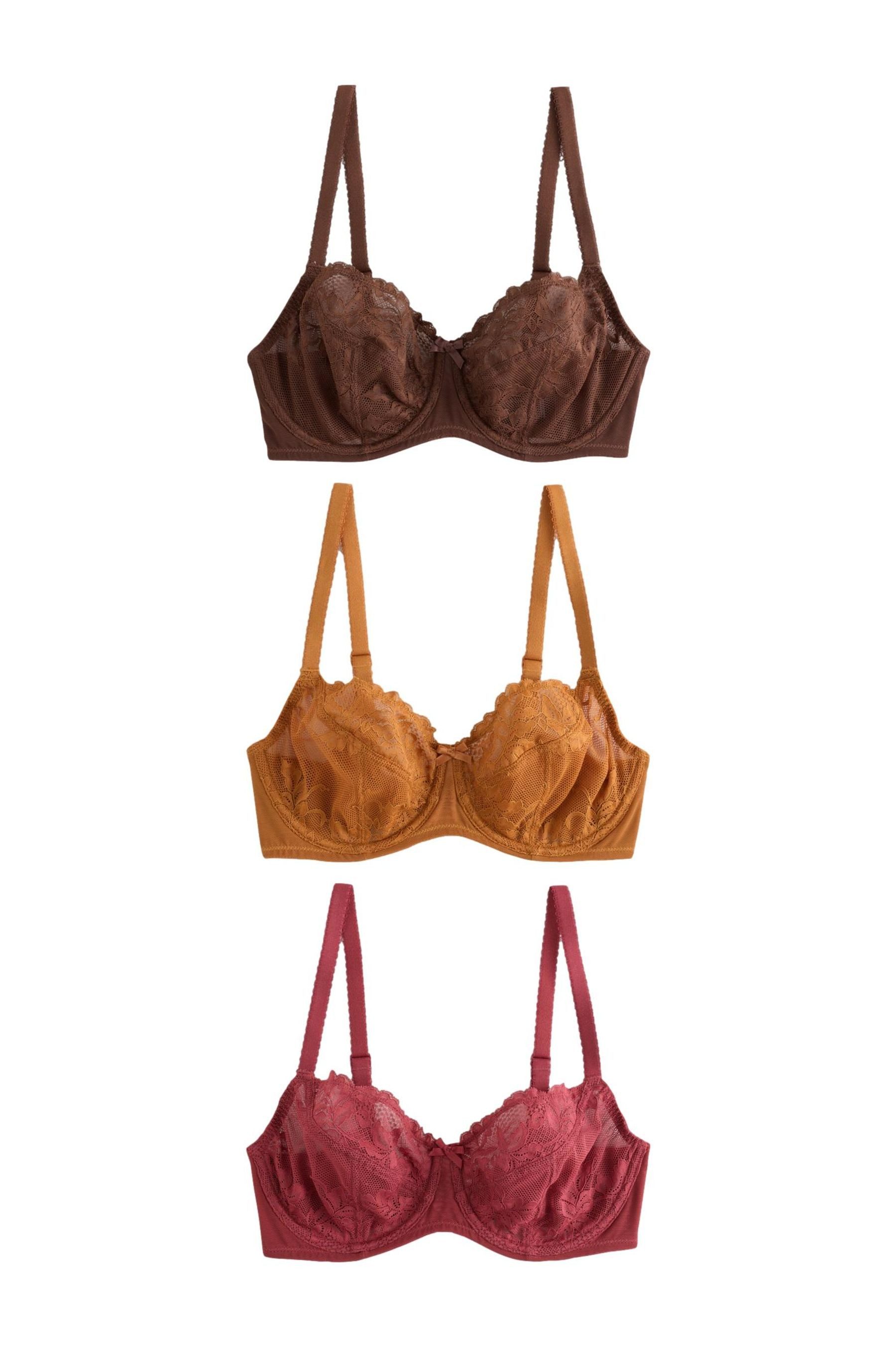 Next Balconette-BH Unwattierte Spitzen-BHs DD+ im 3er-Pack (3-tlg)