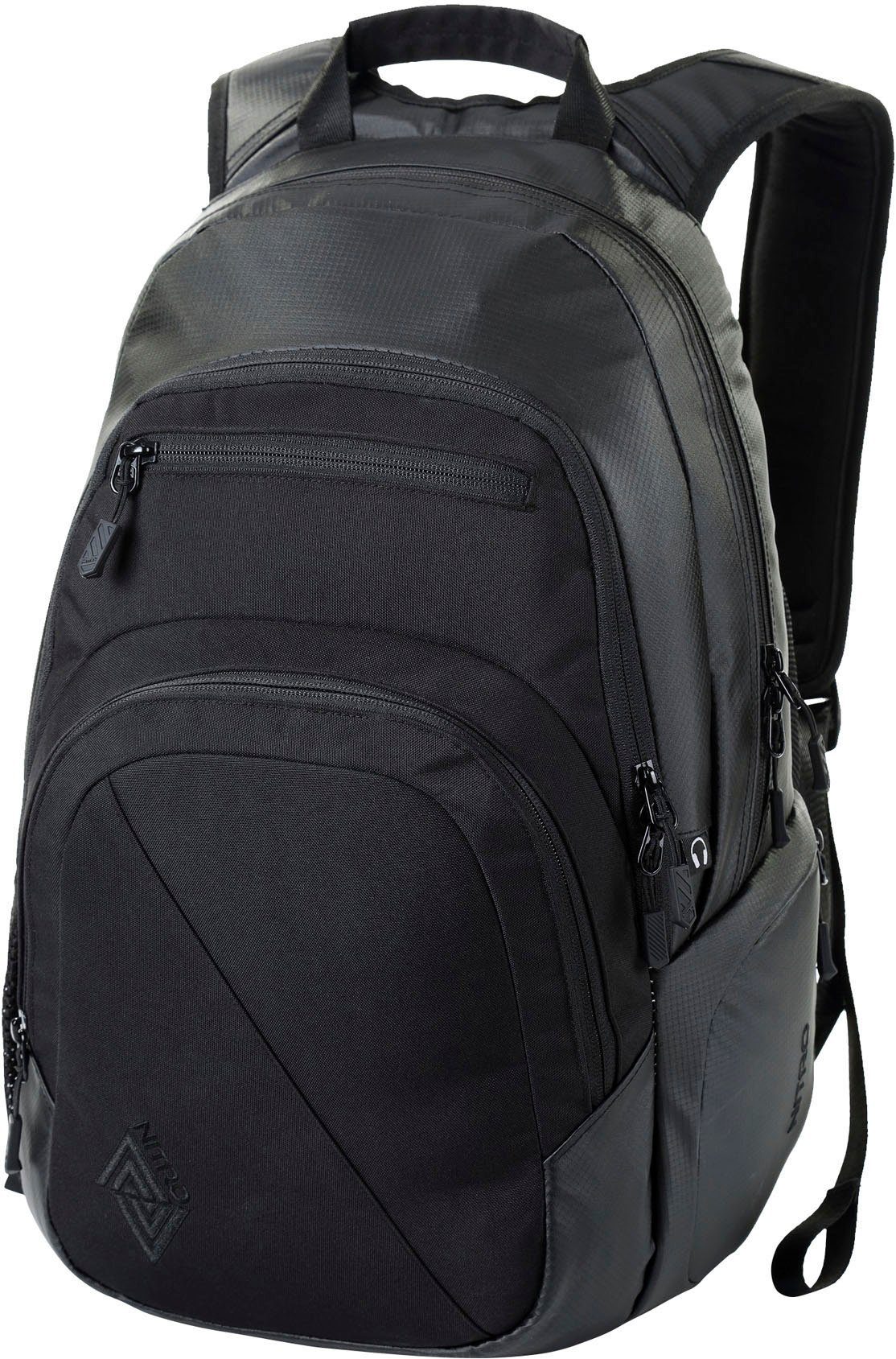 NITRO Schulrucksack Stash 29, Alltagsrucksack, Rucksack für Freizeit, Schule, Arbeit und Reise tough black