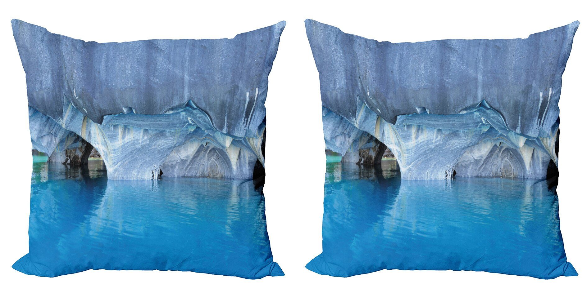 Kissenbezüge Modern Accent Doppelseitiger Digitaldruck, Abakuhaus (2 Stück), Blau Marmorhöhlen See in Chile