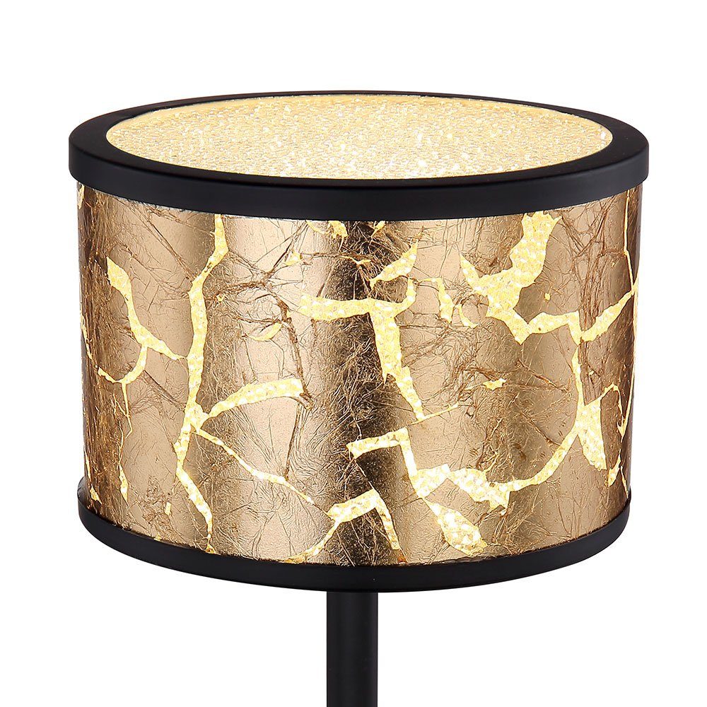 Gold Metall Lampe etc-shop fest Tischleuchte, verbaut, Leuchte Schwarz Glas Tisch Warmweiß, Design LED Kristalle LED LED-Leuchtmittel