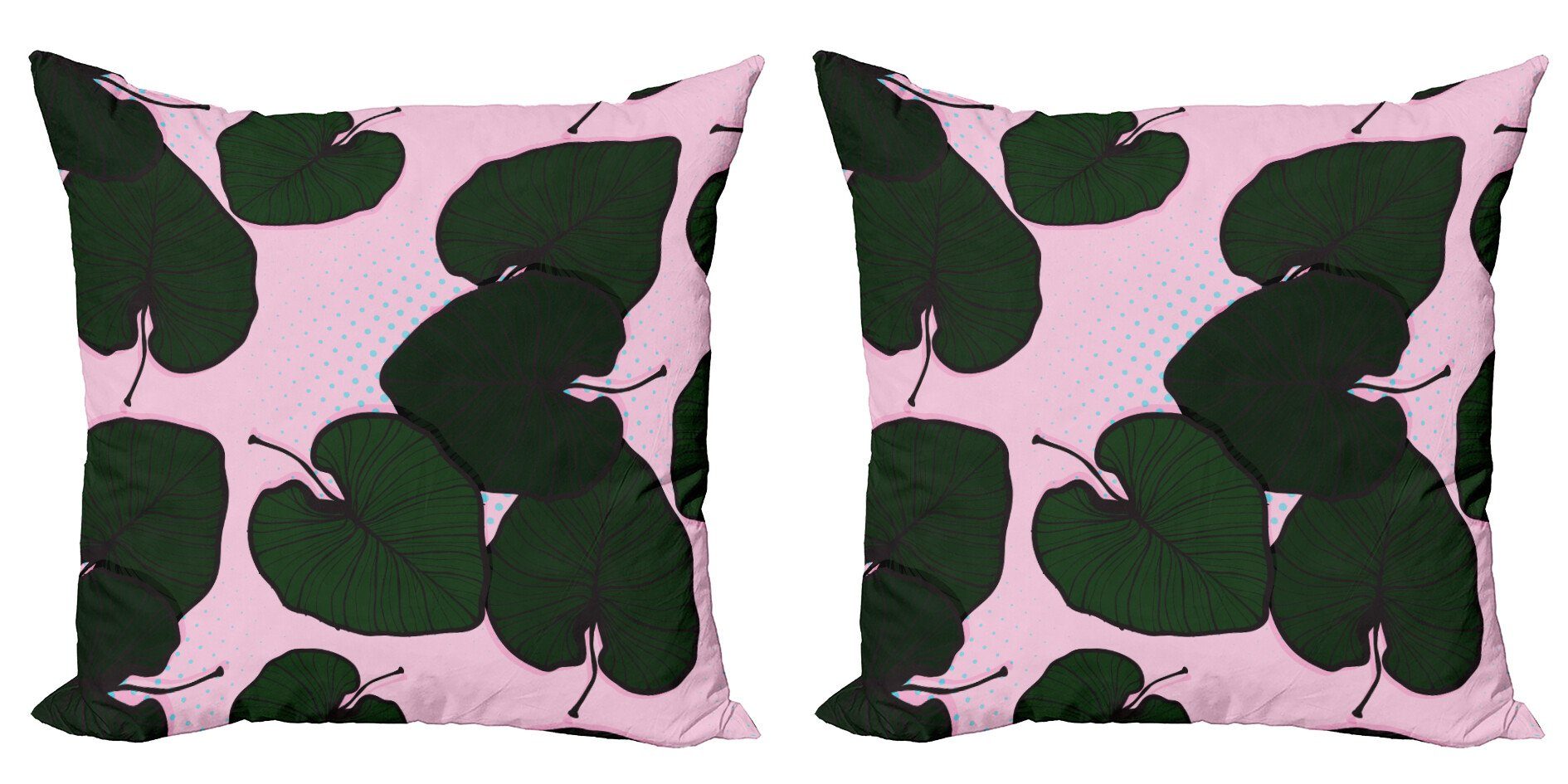 Laub Blätter Modern Doppelseitiger Accent (2 Rosa Digitaldruck, Stück), auf Abakuhaus Tropisches Kissenbezüge
