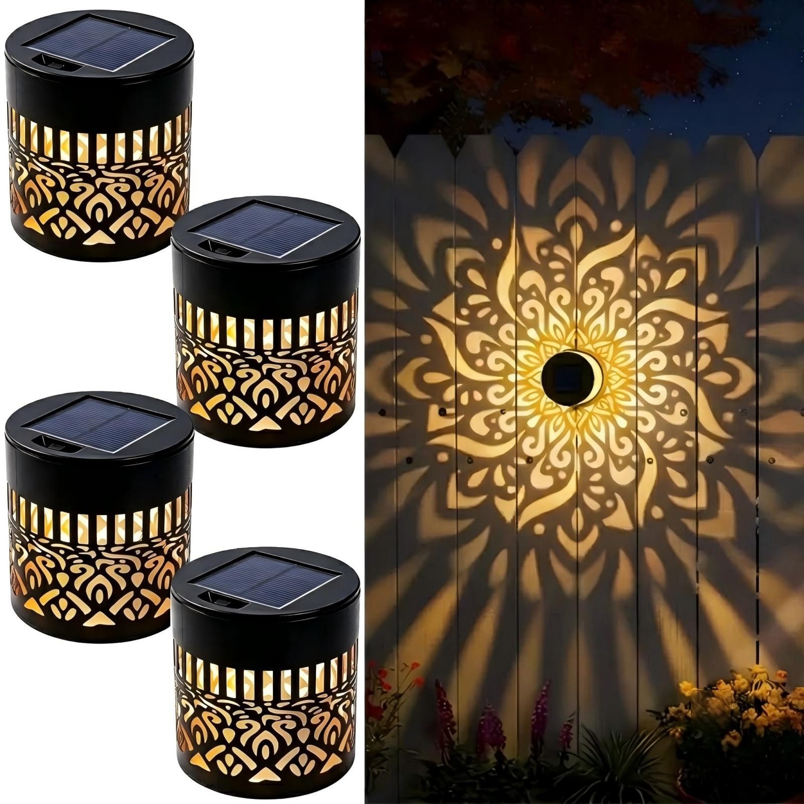 VIVIHEYDAY LED Außen-Wandleuchte Decorative Solar Mandala Lights,Solar Wandleuchte,Solarlampen, für Außen,Mandala Solar Lantern,LED Gartenleuchte, Wasserdichte für Gartendeko und Terrasse