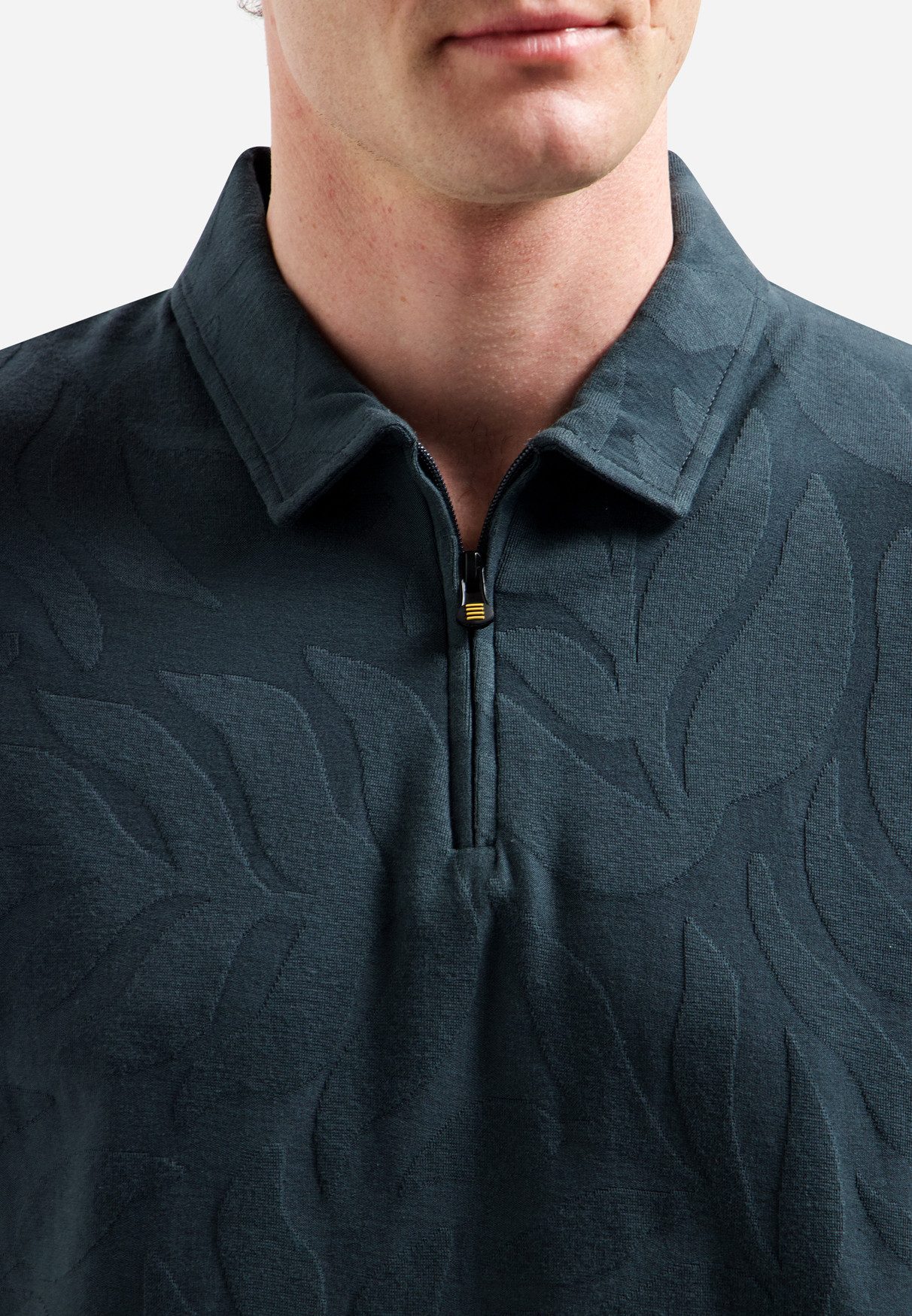 NO EXCESS Poloshirt Polo Half Zip Short Sleeve Jacquard - Herrenshirt - Sommershirt