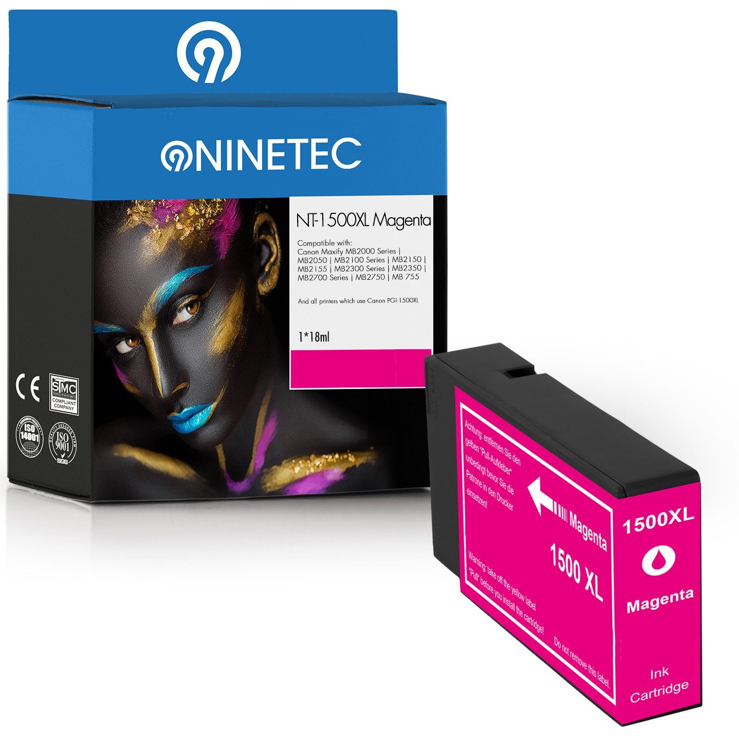 NINETEC ersetzt Canon PGI-1500 PGI1500 Magenta Tintenpatrone