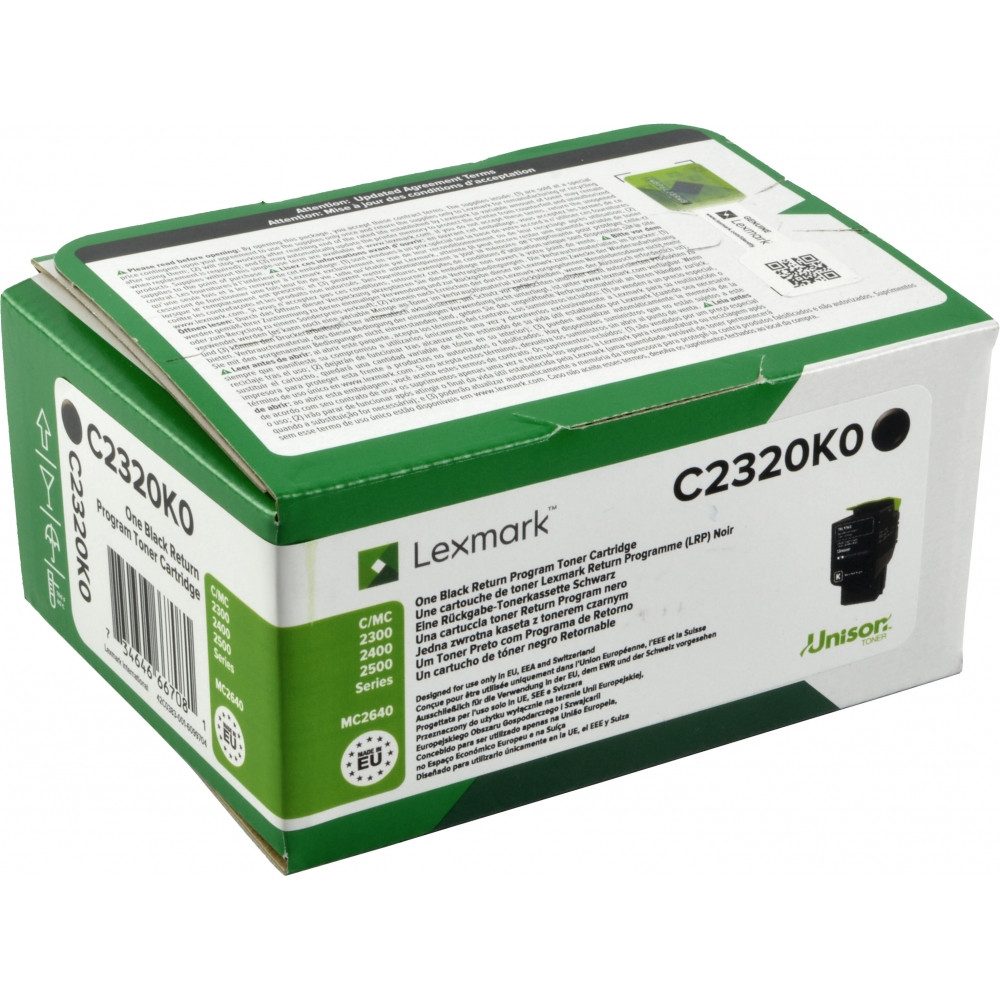 Lexmark Tonerpatrone Lexmark C2320K0 Rückgabe Toner für Drucker., (Rückgabetoner)